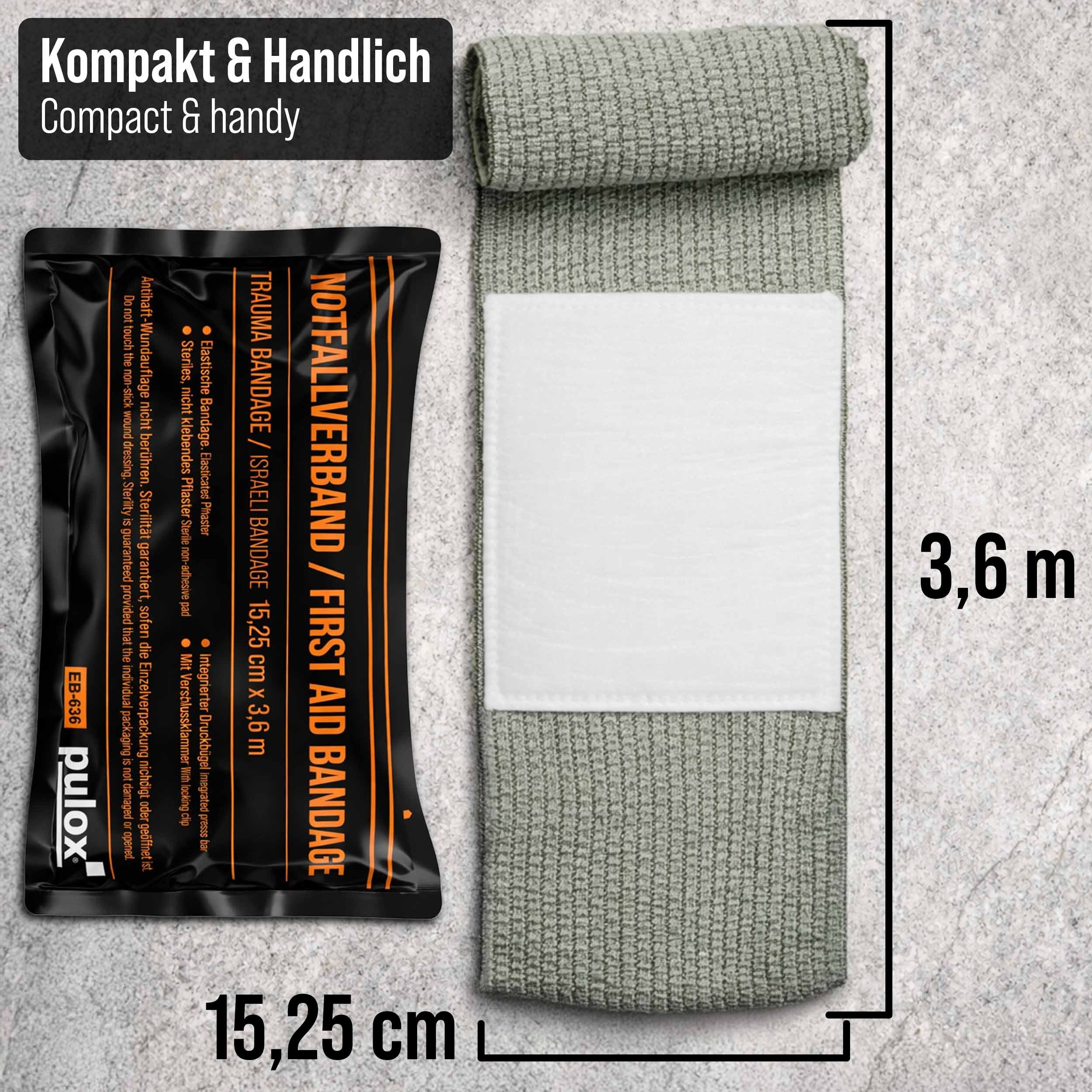 pulox Erste-Hilfe-Set Notfallverband Trauma-Bandage – Steriler Druckverband zur Blutstillung