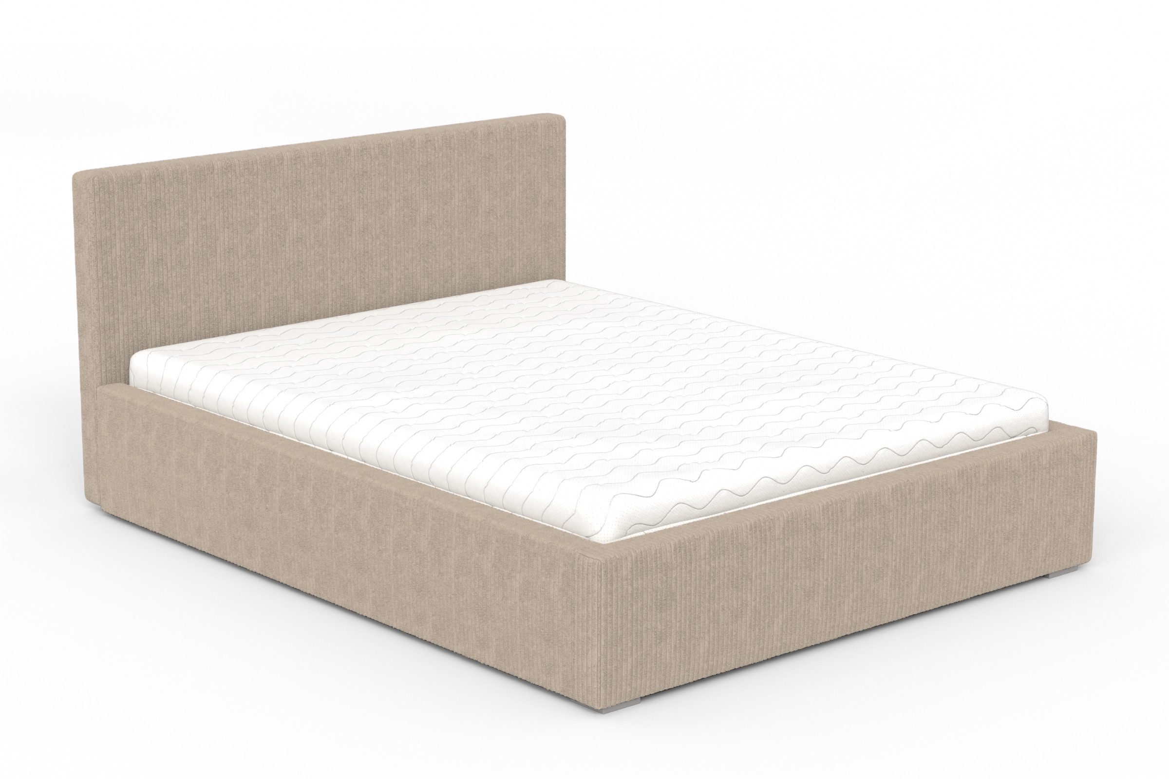 Deine Möbel 24 Polsterbett LOCCA mit Bettkasten und Lattenrost – modernes Doppelbett (Set, 1-tlg., Cordstoff POSO; Ecru, Beige, Creme, Hellgrau, Anthrazit, Schwarz), 140x200 / 160x200 / 180x200 / 200x200 cm, Bett mit Stauraum