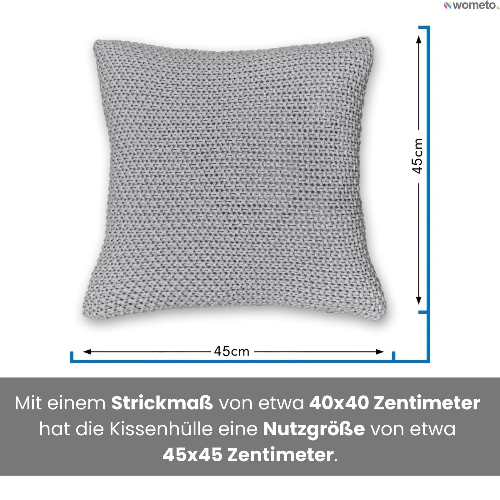 wometo Kissenbezug Strick mit Reißverschluss, 45x45 cm, (2 Stück), OEKO-TEX®, Kissenhülle mit edlem & schlichtem Strickmuster – Bild 2 von 5