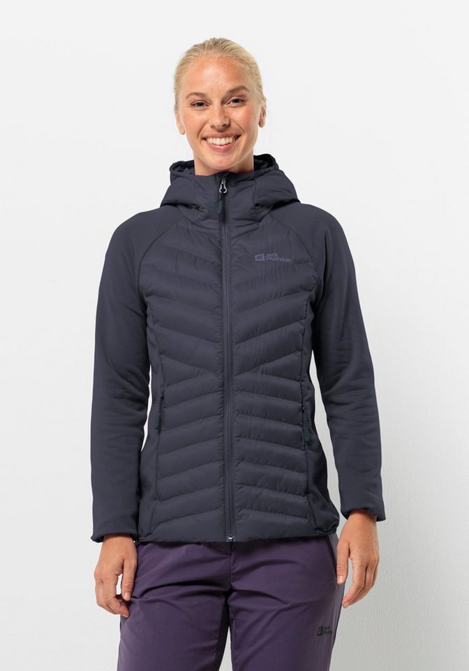 Jack Wolfskin Hybridjacke ROUTEBURN PRO HYBRID W, Kapuze: fest mit der Jacke  verbunden