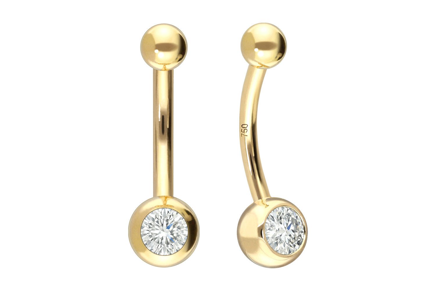 PIERCINGLINE Bauchnabelpiercing 18 Karat Gold Mini Bananabell DIAMANT (Bananabells, 1-tlg)
