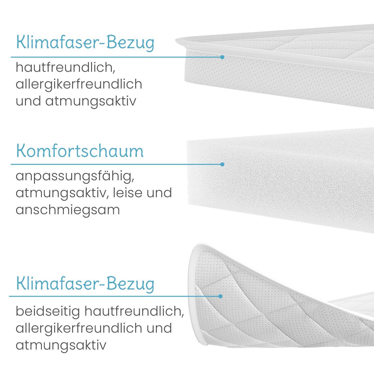 Kindermatratze Baby Matratzentopper, ELONEO, 6 cm günstig online kaufen