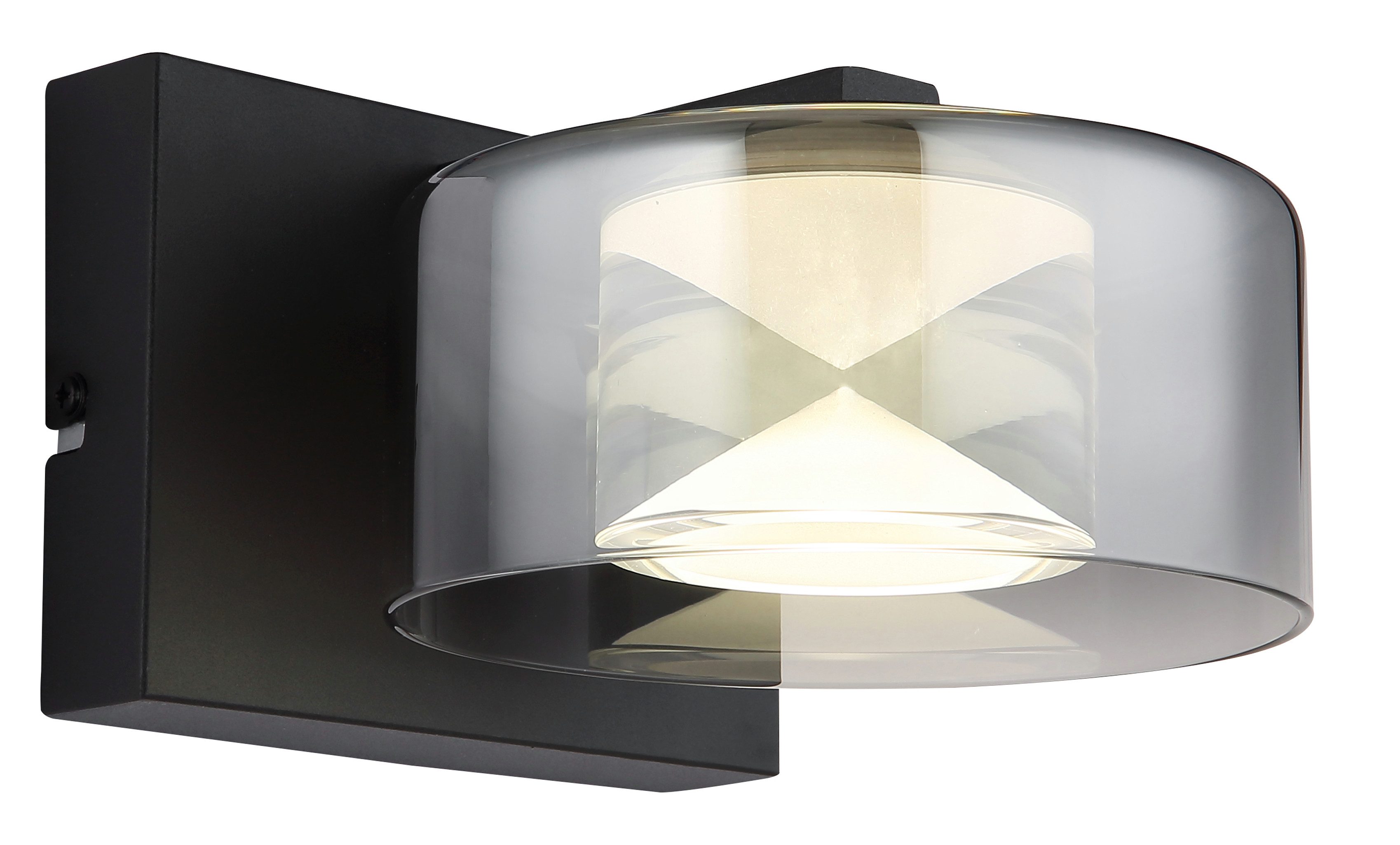 GLOBO LIGHTING LED Wandleuchte BELINDA, LED fest integriert, Tageslichtweiß, Wandlampe/Glas rauchfarben/4000K/Flur/schwarz