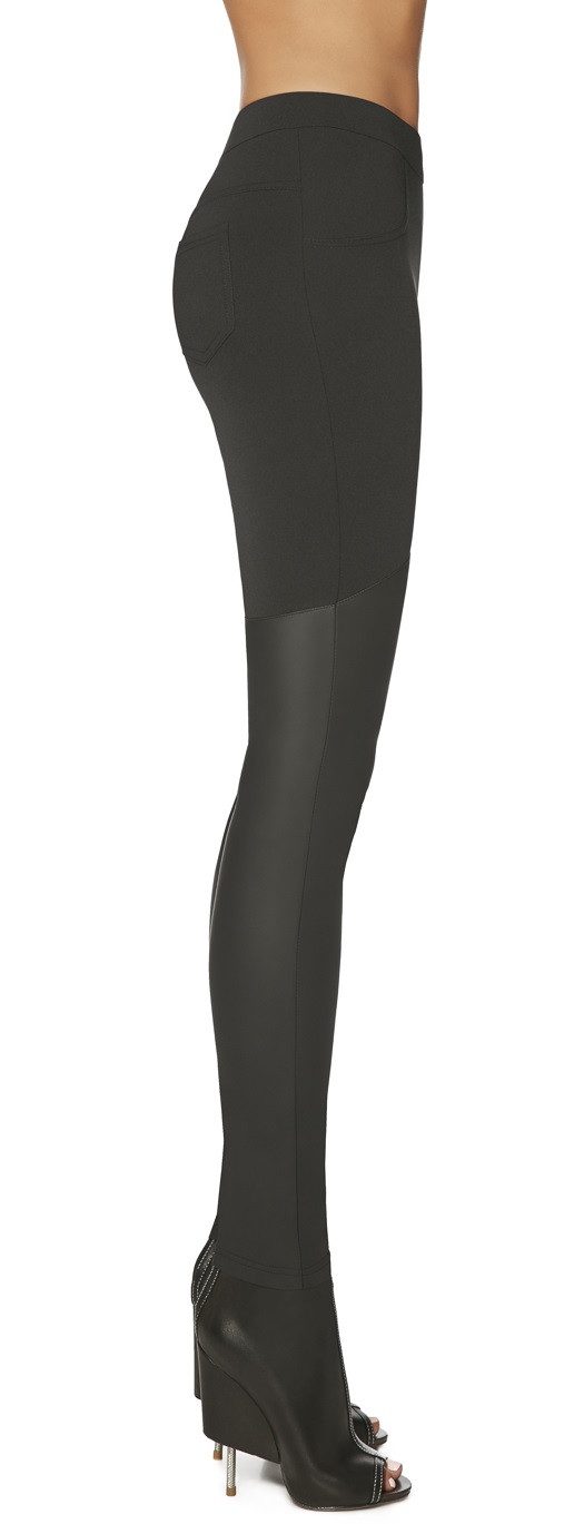 Bas Bleu Leggings mit teilw. Lederoptik, Leder-Look bequem und elegant Leggins