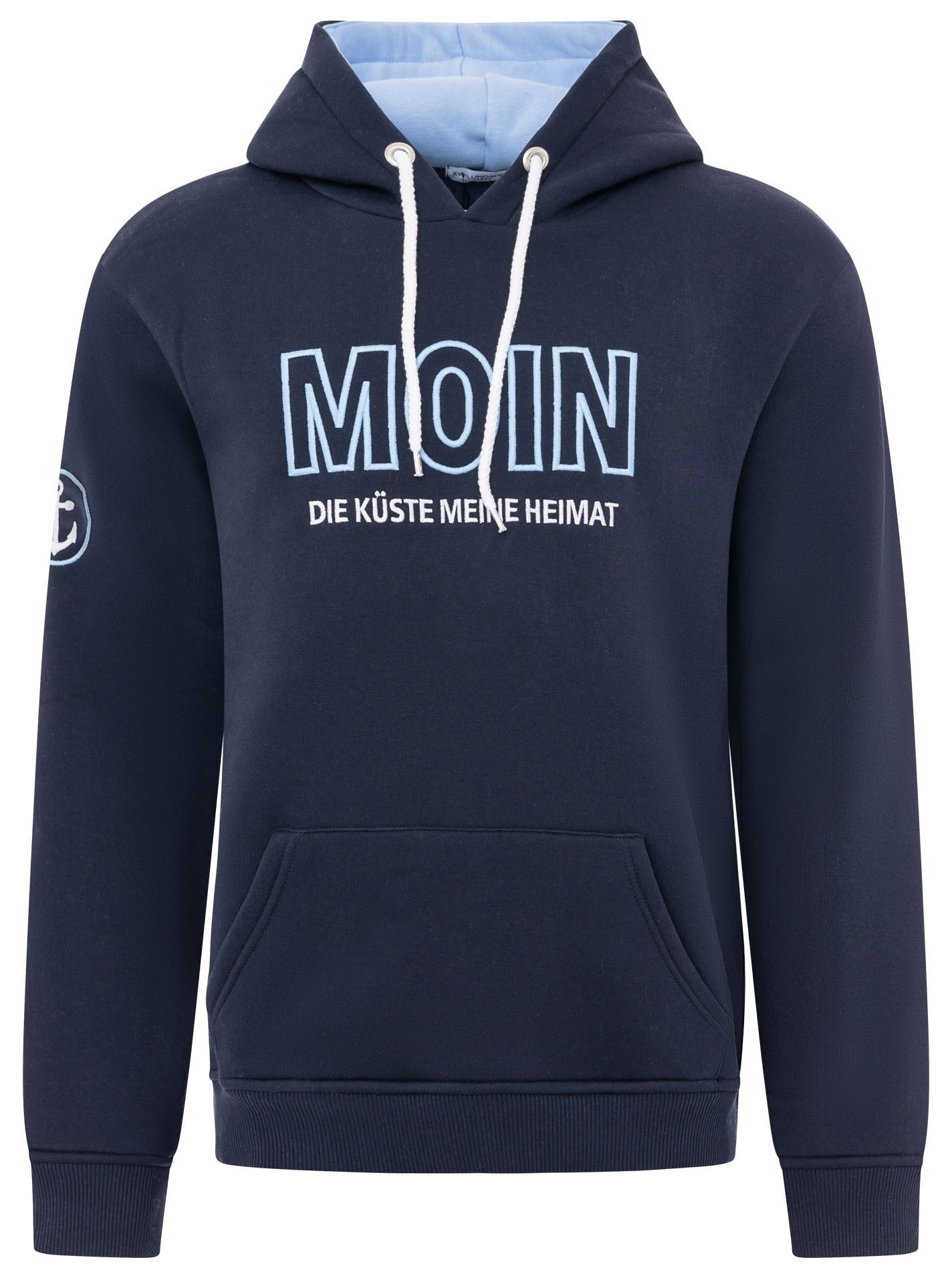 Zwillingsherz Hoodie "Moin" mit gesticktem Schriftzug und Ankermotiv am Ärm günstig online kaufen