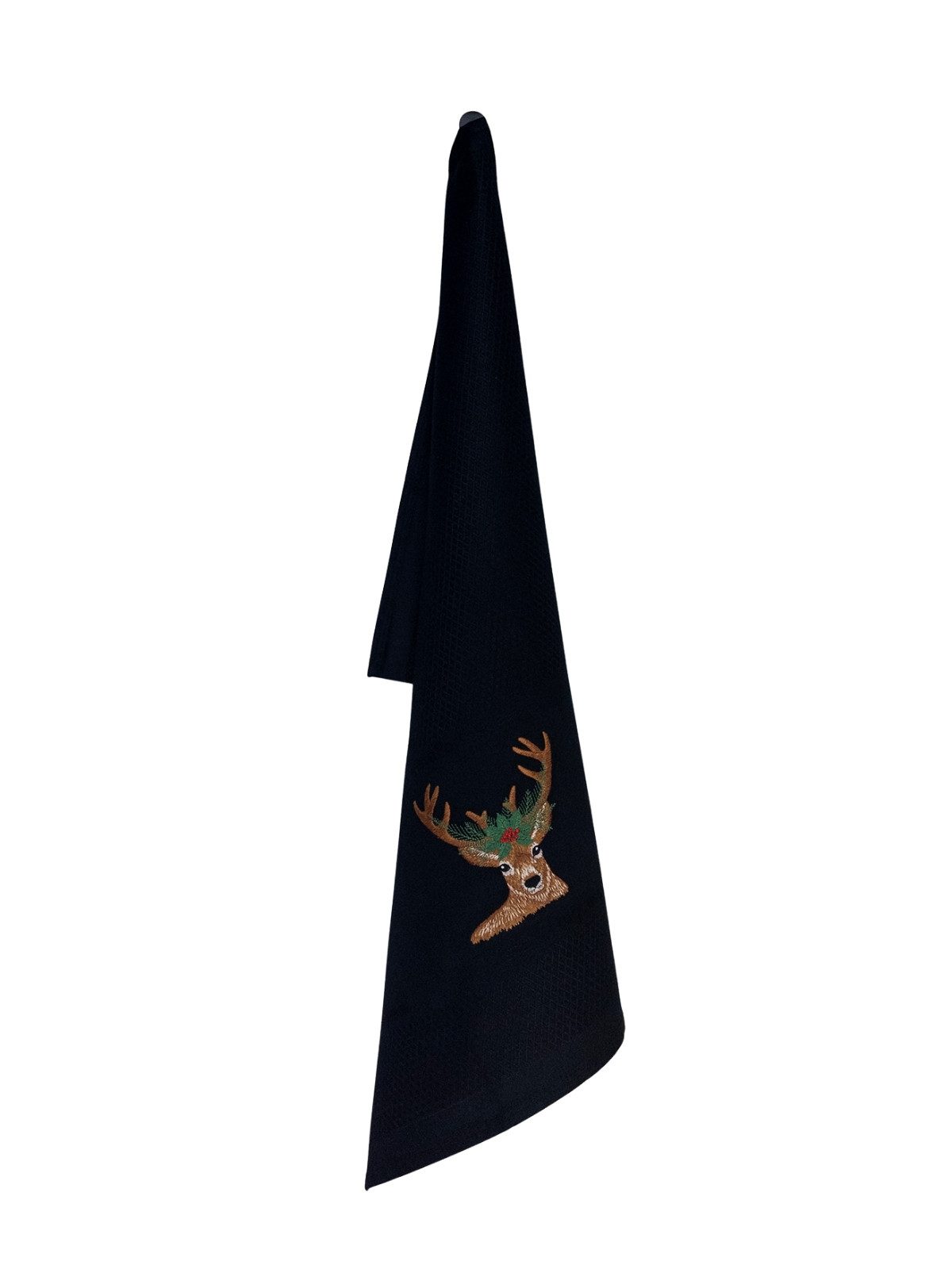 Vista Portuguese Geschirrtuch Geschirrtuch Christmas Deer Pine schwarz 50x70cm