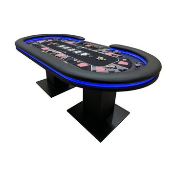 HOME DELUXE Spieltisch LED Pokertisch FLUSH 213 x 106 x 78 cm, (1-tlg), mit LED Beleuchtung I Spielertisch Poker Tisch Casino