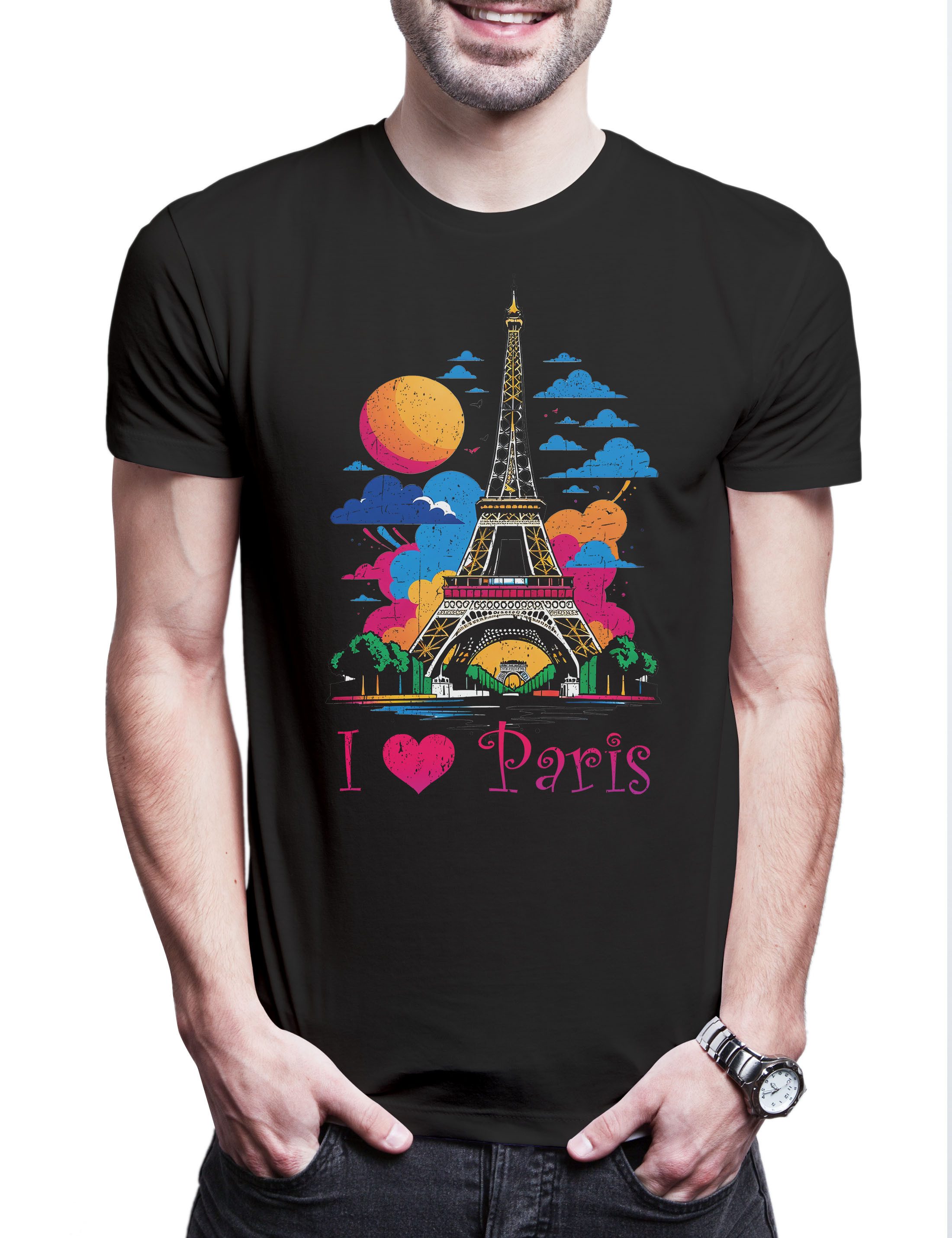 Print-Shirt I Love Paris Herren T-Shirt Amour Stadt City Ville Eiffelturm