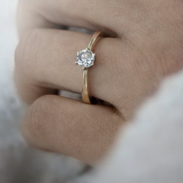 ONE ELEMENT Diamantring 0.2 ct Diamant Brillant Ring aus 750 Gelbgold, Damen Gold Schmuck