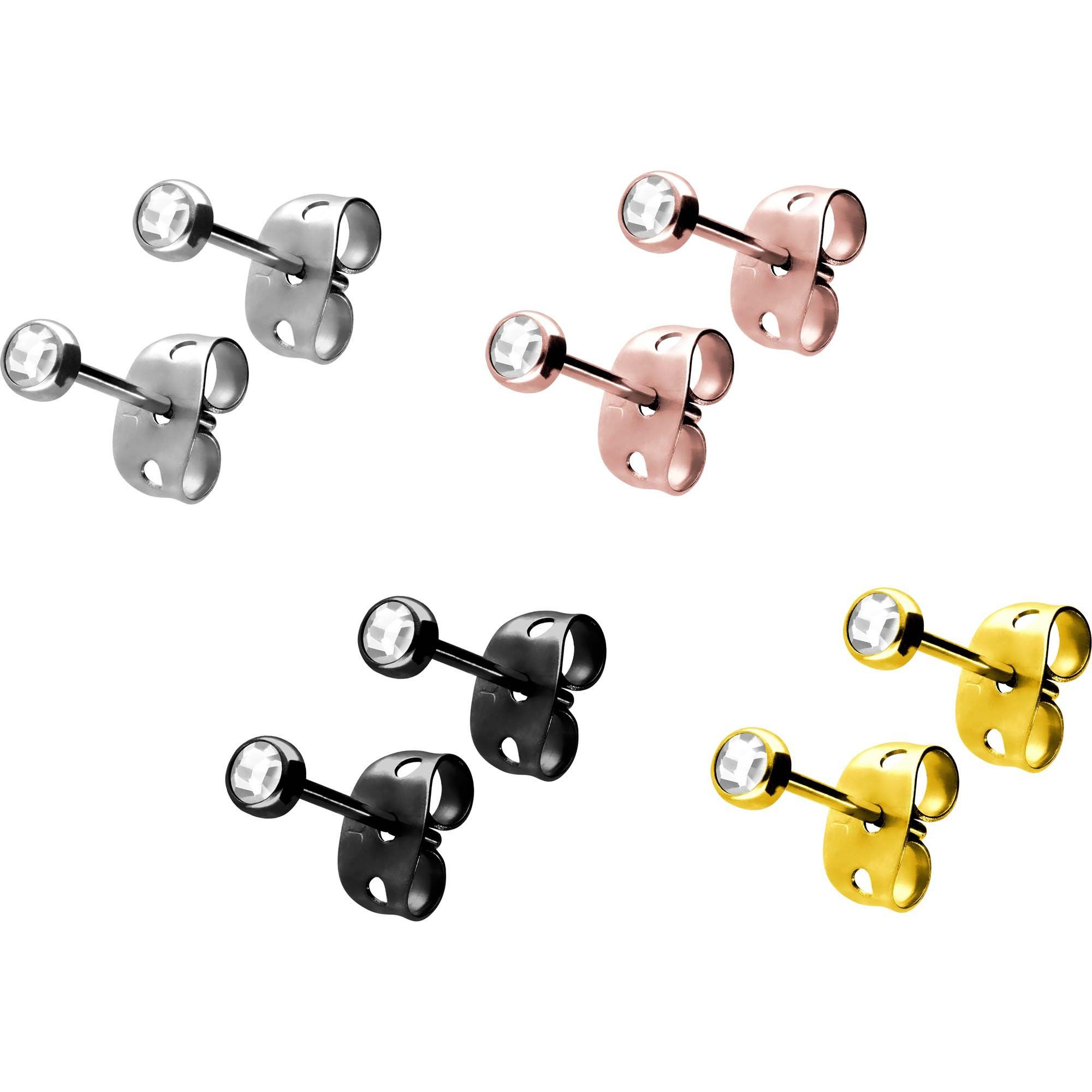 FILANGO Paar Ohrstecker Titan Ohrstecker FLACHER KRISTALL (Ohrstecker, 1-tlg)