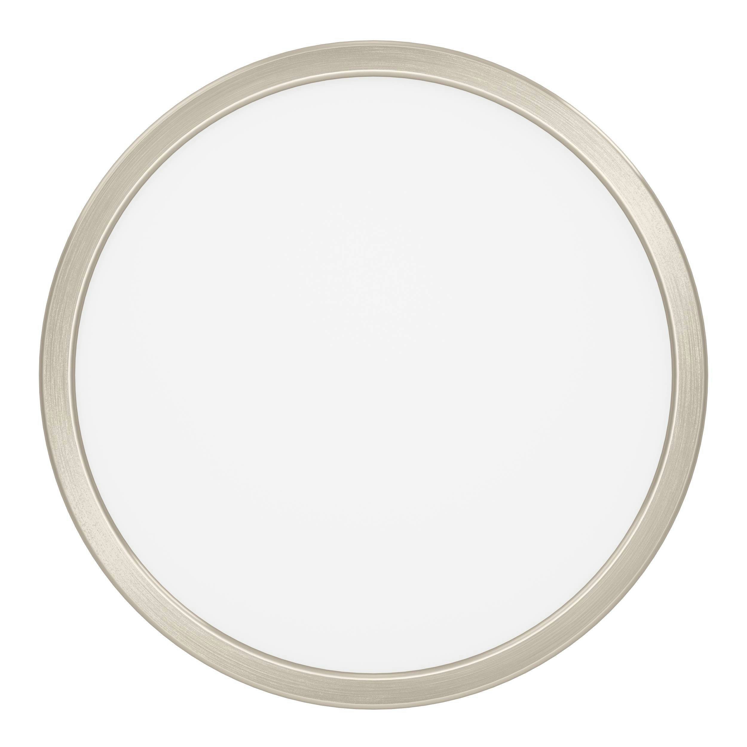 EGLO Aufbauleuchte Fueva 6 Deckenleuchte, Badlampe Decke, Metall und Kunststoff, IP44, mehrere Helligkeitsstufen, LED fest integriert, Neutralweiß, Kaltweiß, Warmweiß, Aufbauleuchte - H2,5 x Ø27,8 cm - nickel-matt - 14,2W inkl.