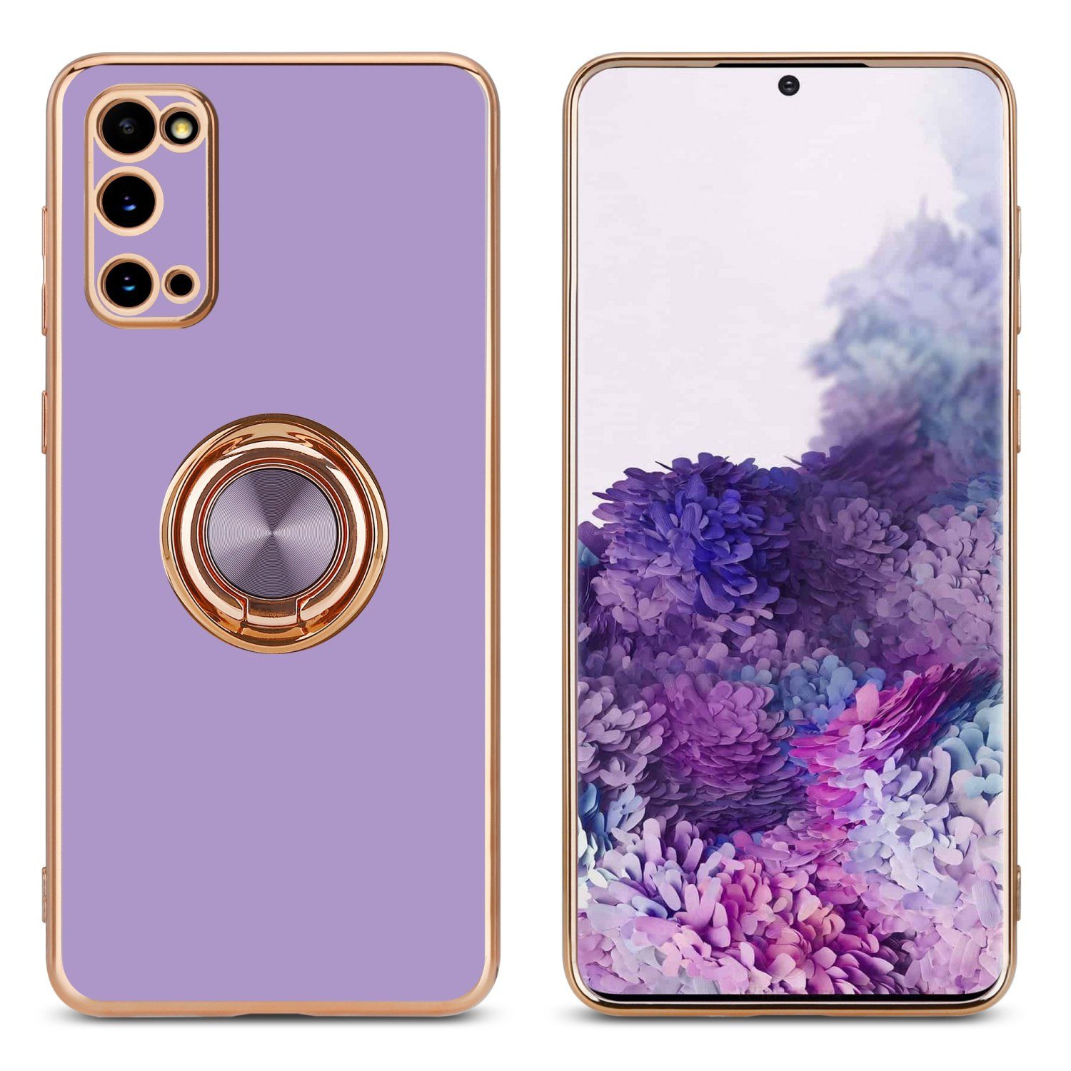 Cadorabo Handyhülle für Samsung Galaxy S20 Hülle Samsung Galaxy S20, Schutzhülle - TPU Silikon Hülle - mit Kameraschutz und Ring