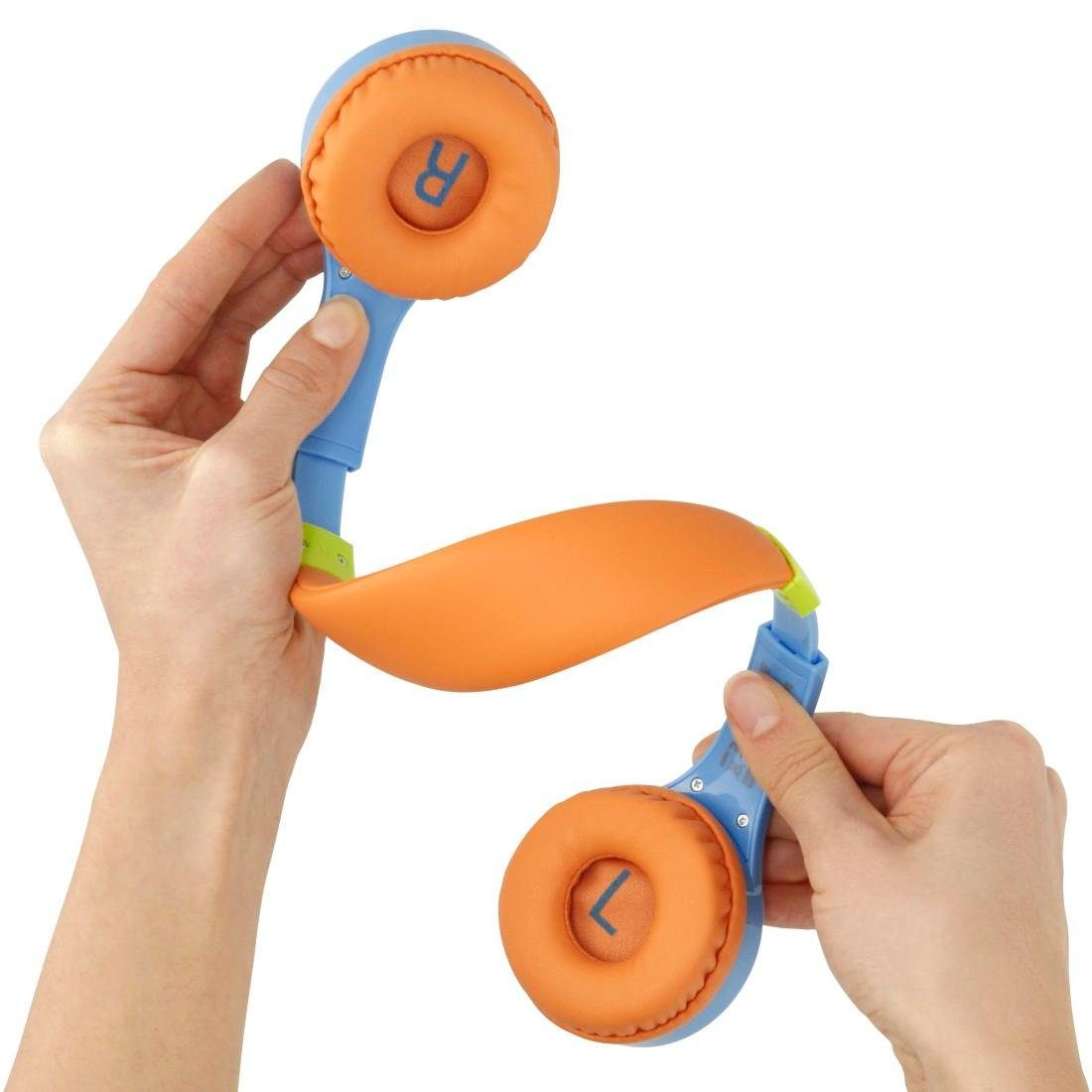 Hama Kinderkopfhörer On Ear, Kinder-Kopfhörer Google stabil Lautstärkebegrenzung, Mikrofon, robust, flexibel, (Sprachsteuerung, Siri und Größenverstellbar, Assistant) Integriertes blau-orange