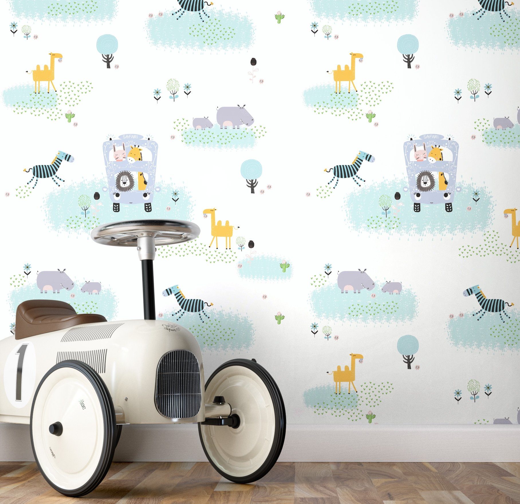 Newroom Vliestapete, Weiß Tapete Kinder Tiere günstig online kaufen