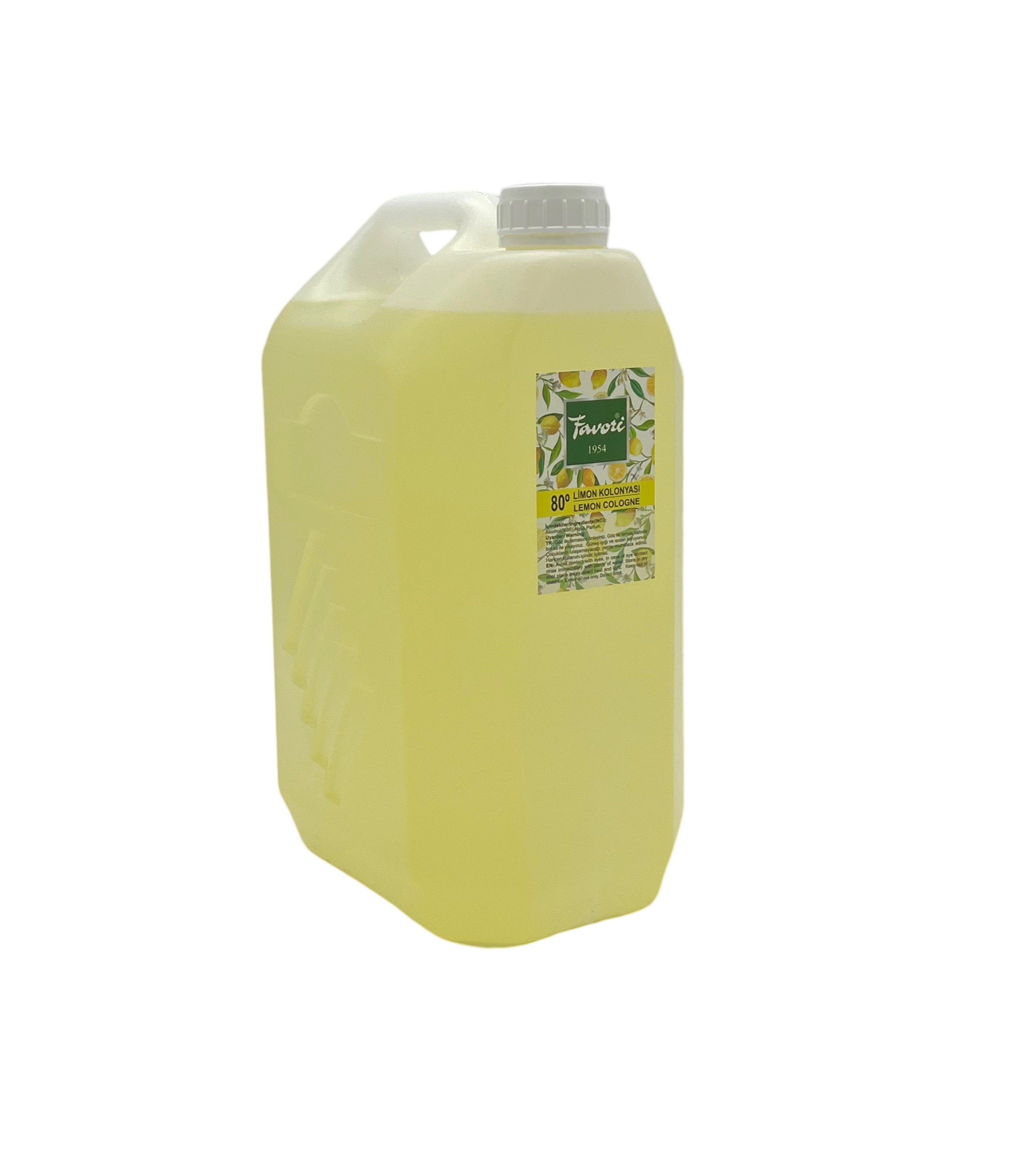 Uzman Eau de Cologne Kolonya 80° Limon Kolonyasi 5 Liter mit 5x 100ml Abfüllflaschen, Zitronen Duftwasser Eau de Cologne