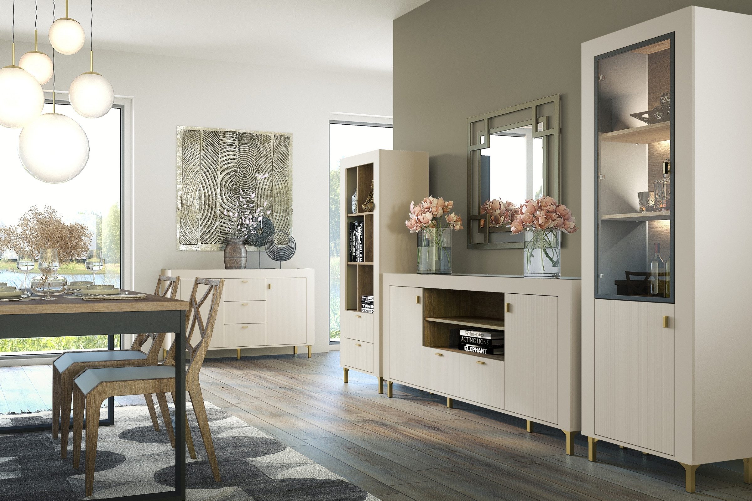 Deine Möbel 24 Kleiderschrank MONI 02 Drehtürenschrank 137 cm breit (MONI - Kollektion, 1-St., Set) ideal für Wohnzimmer, Flur, Schlafzimmer & Jungendzimmer