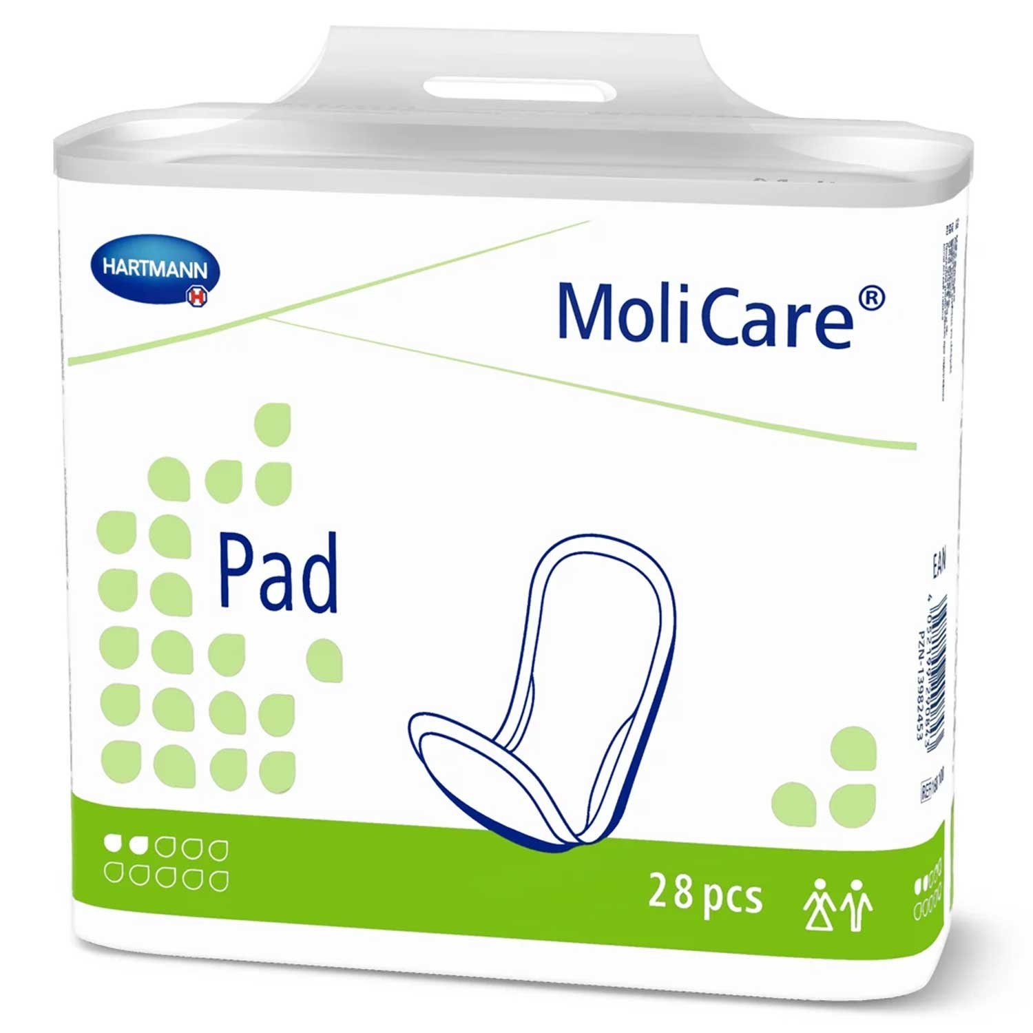 PAUL HARTMANN AG Inkontinenz-Einlage MoliCare Pad 2 Tropfen Inkontinenzeinlagen 30 Stück, 2 Tropfen, 28-St., Geruchsneutralisation, breiter Klebestreifen, anatomisch geformt