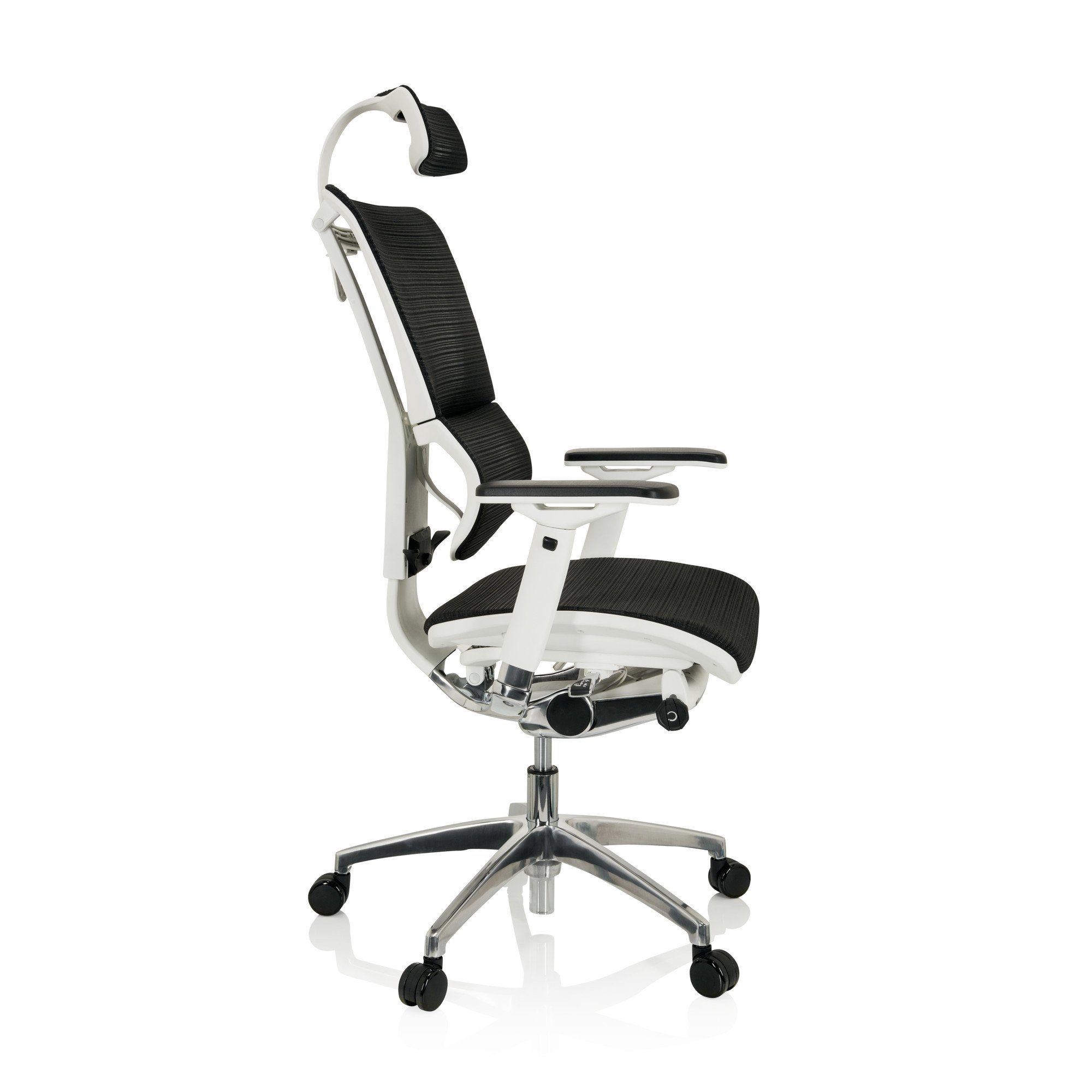 hjh OFFICE Drehstuhl Luxus Chefsessel ERGOHUMAN Bürostuhl ergonomisch SLIM (1 Schwarz Netzstoff St)