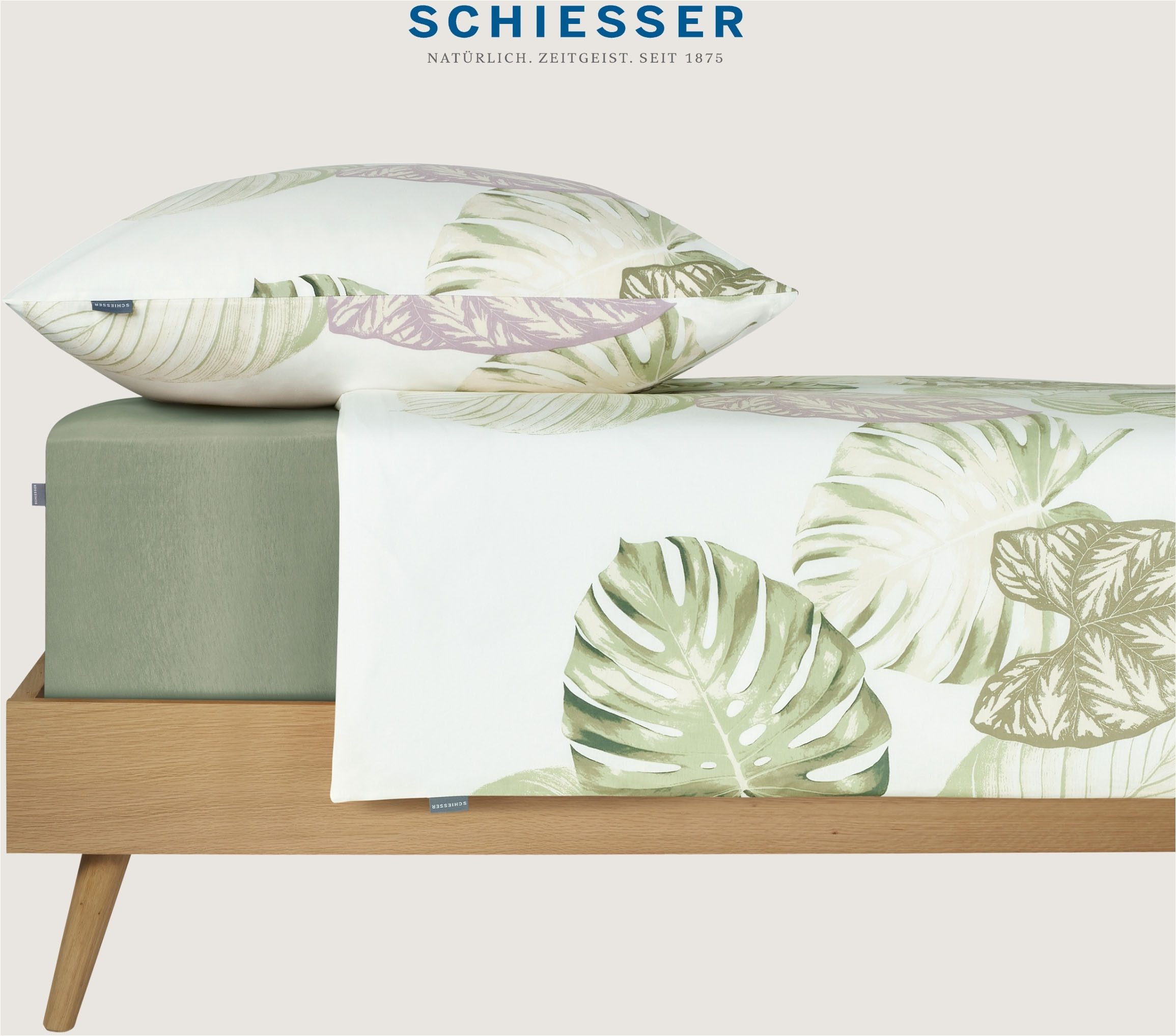 Schiesser Bettwäsche »Bretta aus weicher Baumwolle mit filigranem Palmwedel günstig online kaufen