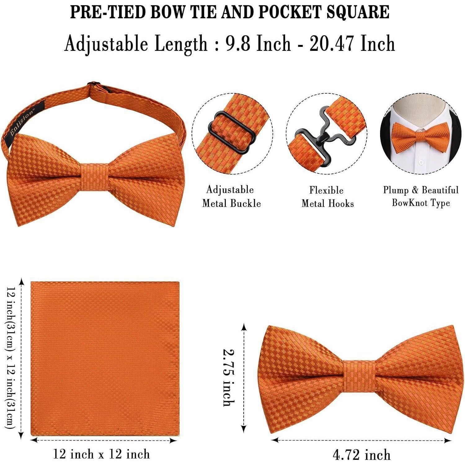 LuxusKollektion Fliege Fliege Herren Vorgebunden Einstecktuch Anzug Hochzeit Set Orange (1-St) – Bild 4 von 5