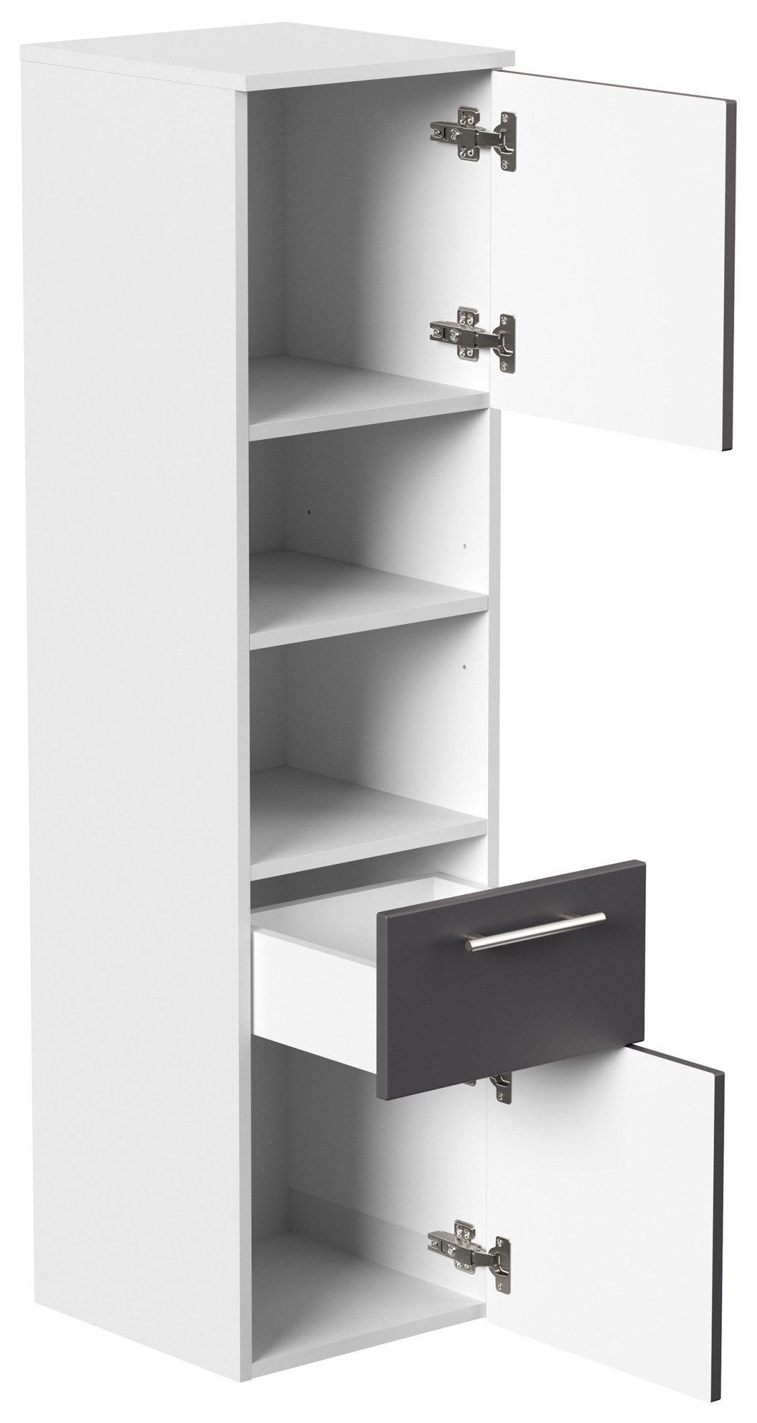 Magnolia Home Hängeschrank Hochschrank SANTINI 135cm weiss matt mit Fronten in anthrazit