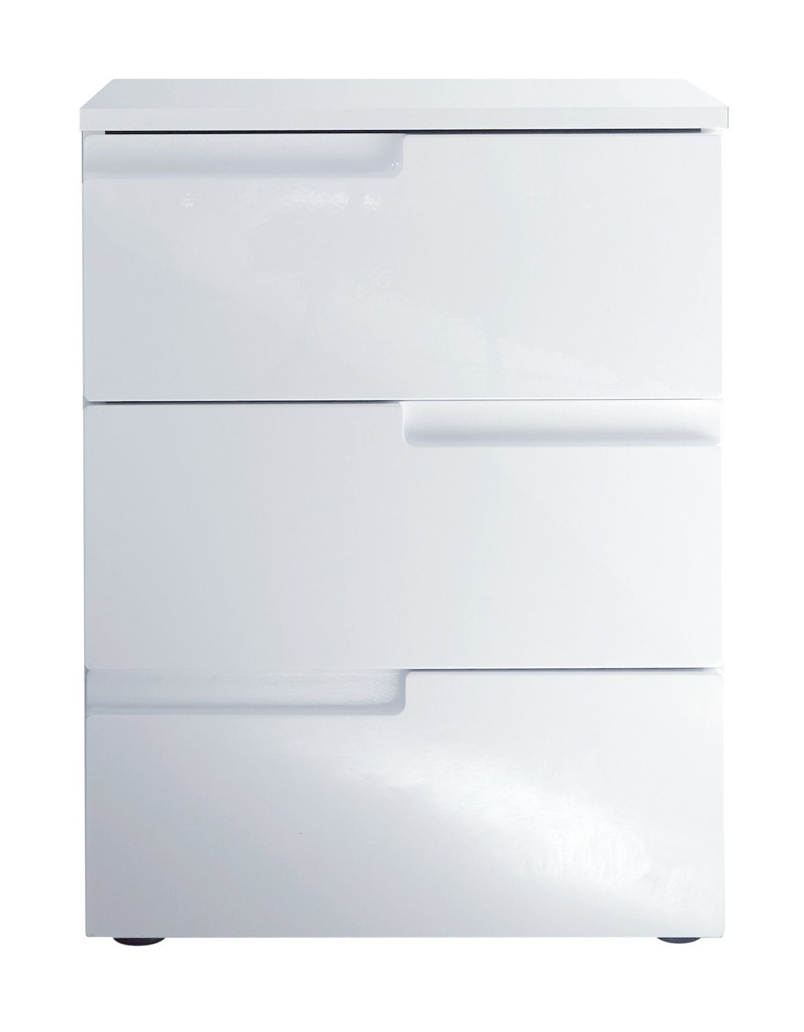 Pol-Power Nachtkommode Nachttisch SPICE, Weiß Hochglanz, Breite 46 cm, mit 3 Schubladen