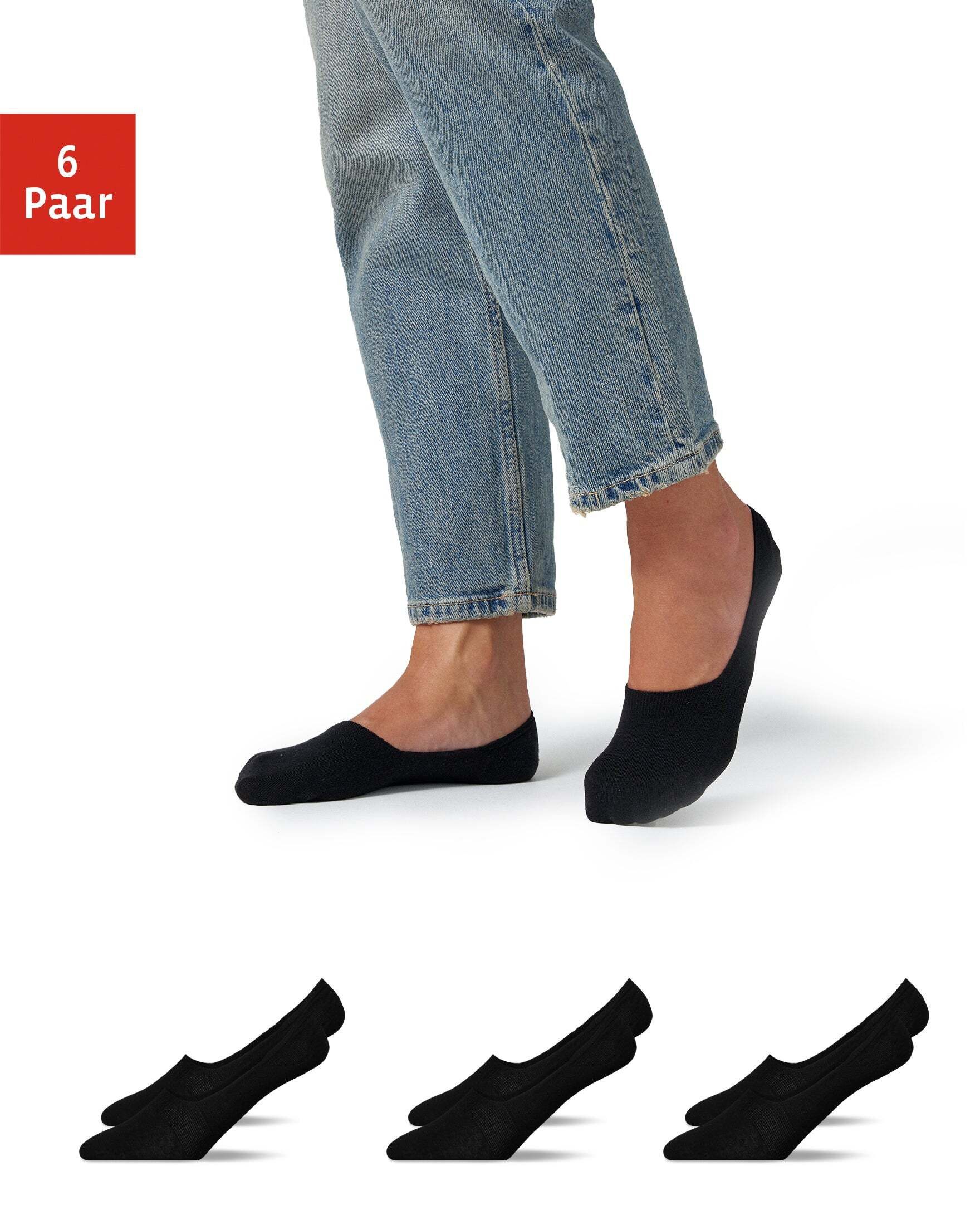 SNOCKS Füßlinge Invisible Socks Sneaker Socken Damen & Herren (6-Paar) mit Anti-Rutsch Pad und ohne Naht auf den Zehen