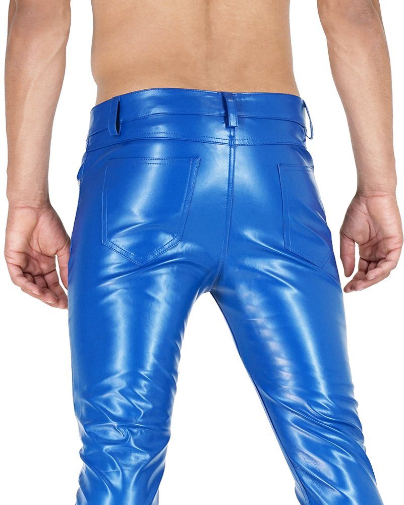 BOCKLE Lederhose Bockle® Faux BLUE Leather Stretch Kunst Lederhose blau Led günstig online kaufen