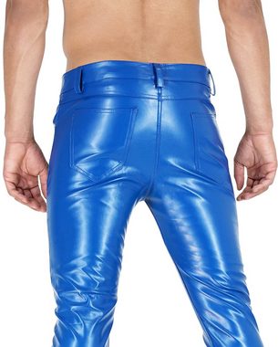 BOCKLE Lederhose Bockle® Faux BLUE Leather Stretch Kunst Lederhose blau Lederjeans