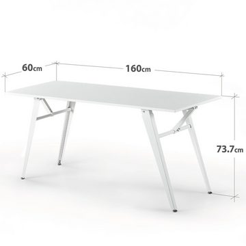 ZINUS Schreibtisch LINDY Weißer Computertisch mit Stahlrahmen und Klappbaren Beinen