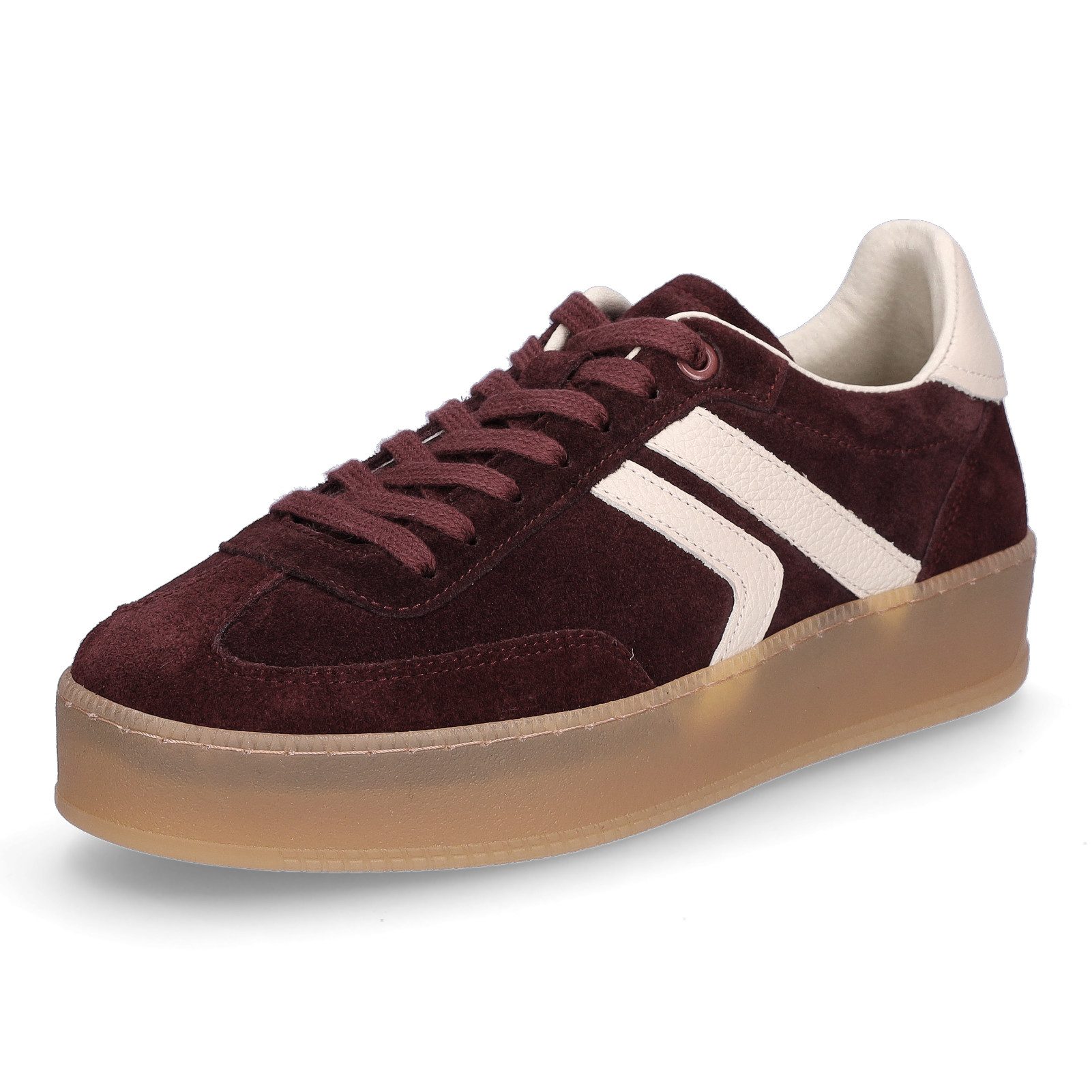 MIDS MARLA Damen Sneaker Velourleder in Bordeaux mit Plateau-Sohle und gepolsterter Zunge