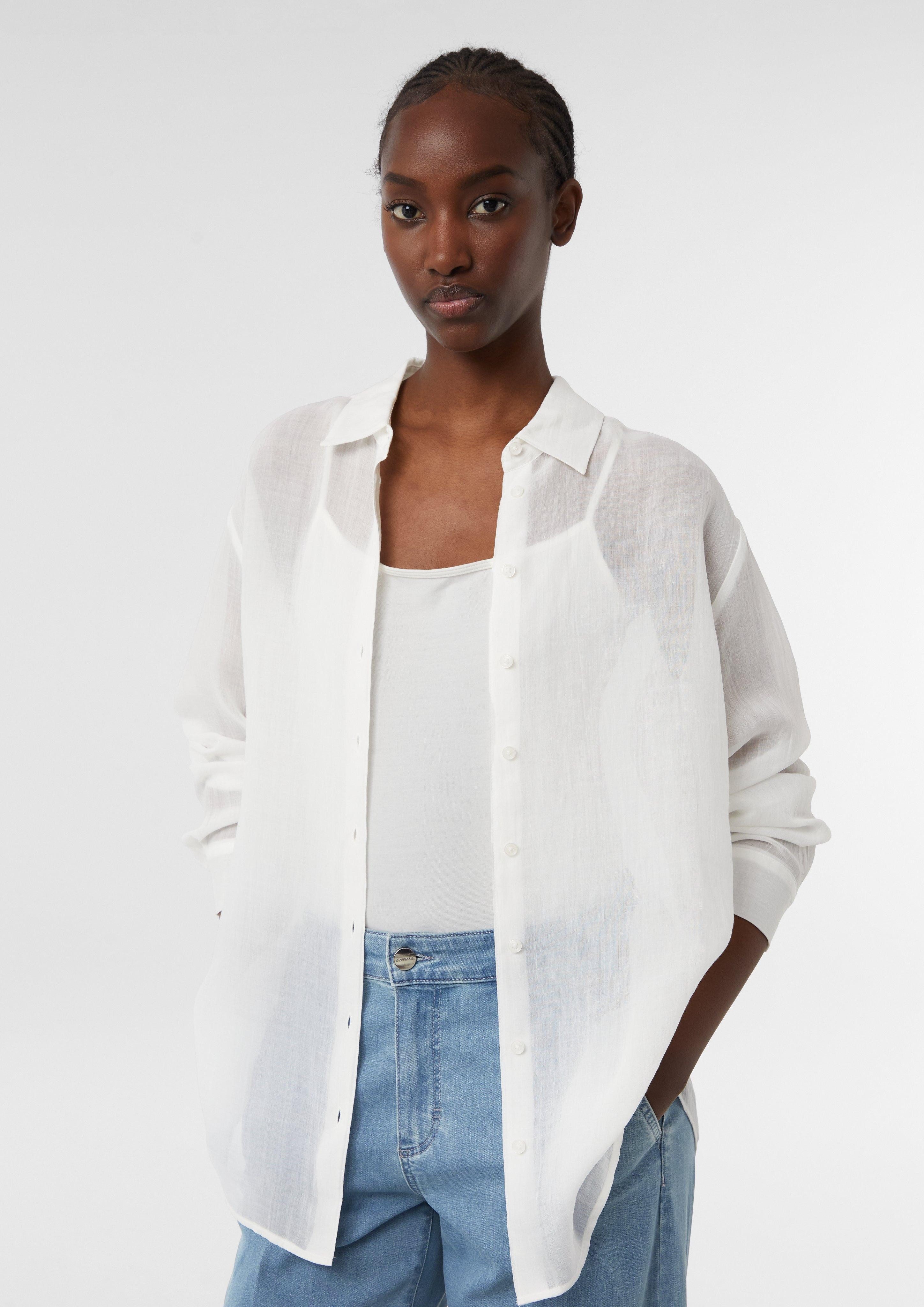Langarmbluse Semitransparente Ramie-Bluse in Oversize