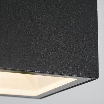 hofstein Außen-Deckenleuchte moderne Deckenlampe aus Metall/Glas in Schwarz/Weiß, LED fest integriert, 3000 Kelvin, für Terrasse/Balkon/Eingangsbereich, LED 7 Watt, 750 Lumen, IP65
