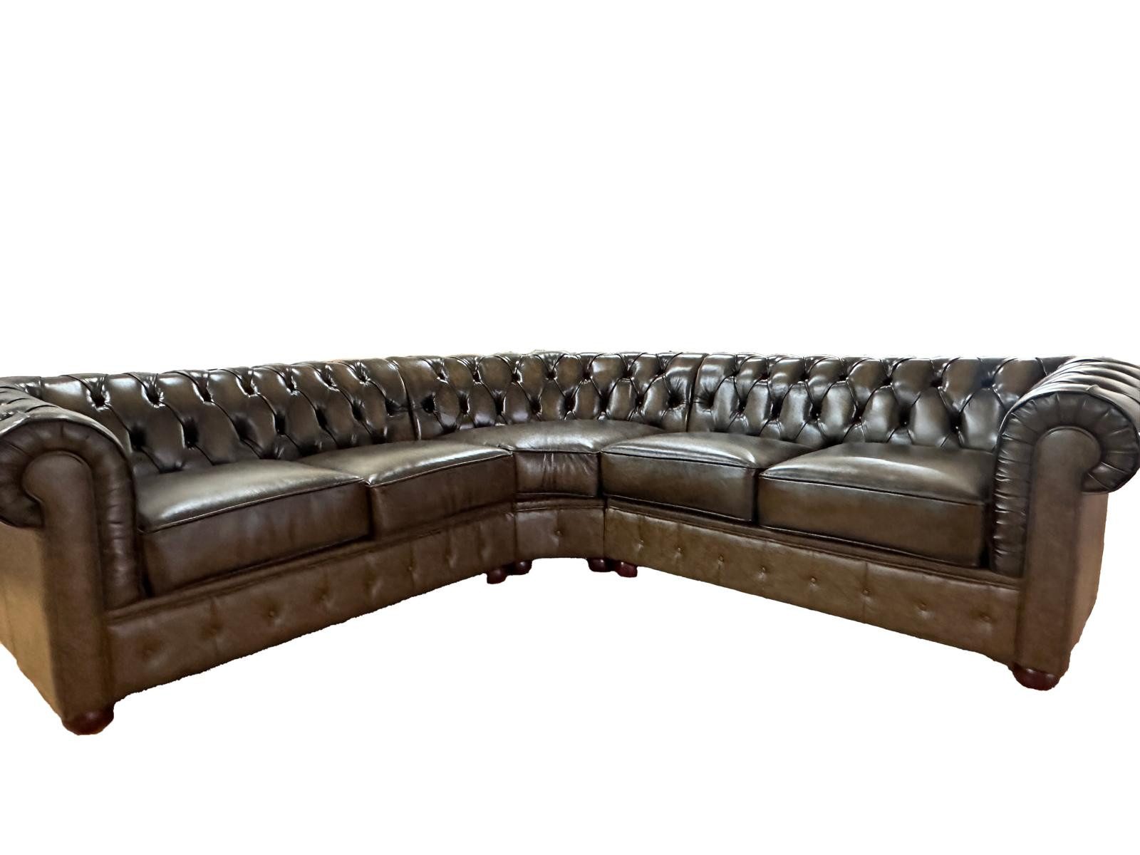 Salottini Chesterfield-Sofa Chesterfield Ecksofa Aberdeen Braun Ledersofa, Taschenfederkern