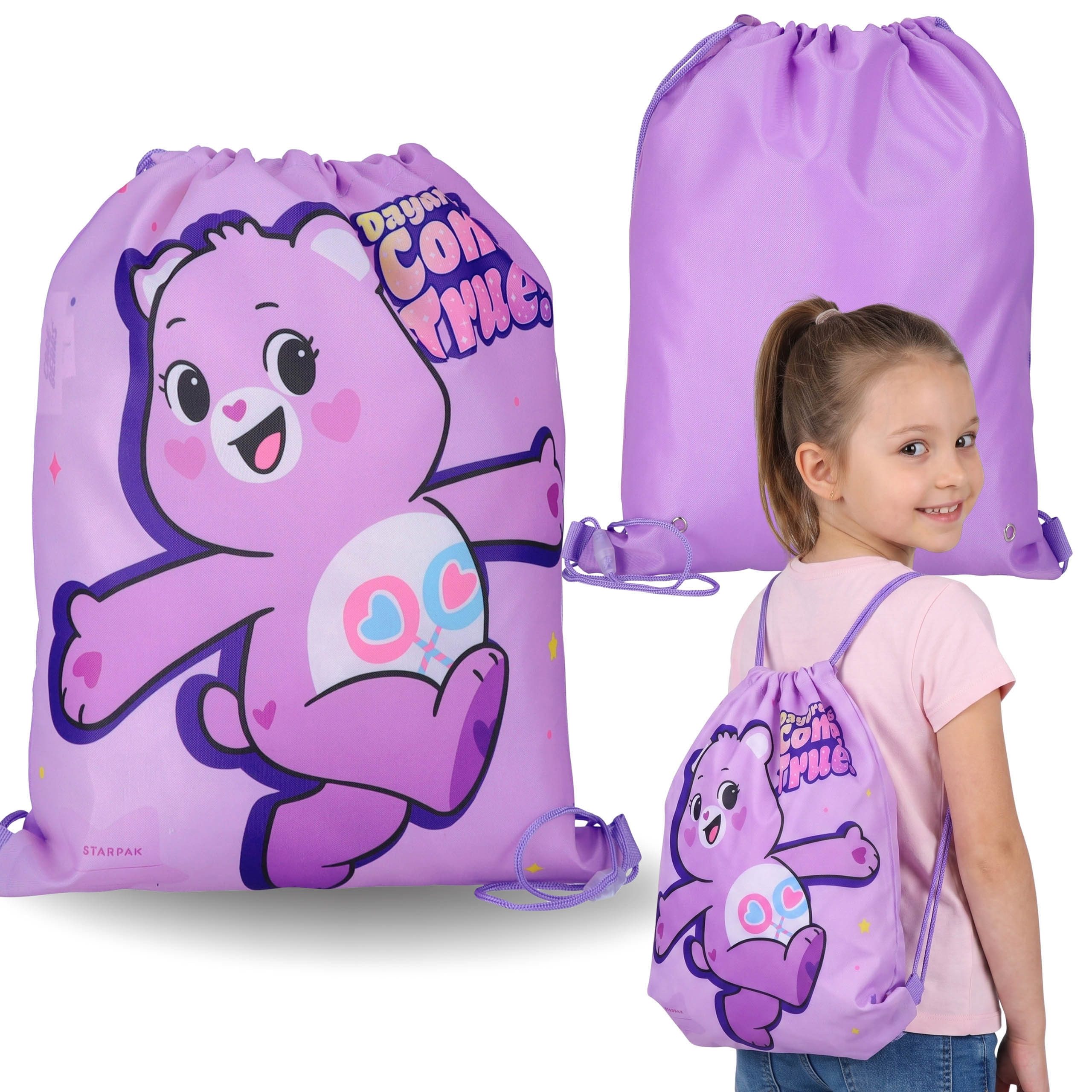 Turnbeutel Lila Care Bears Schuhbeutel für Mädchen, für Sportunterricht 32x39cm