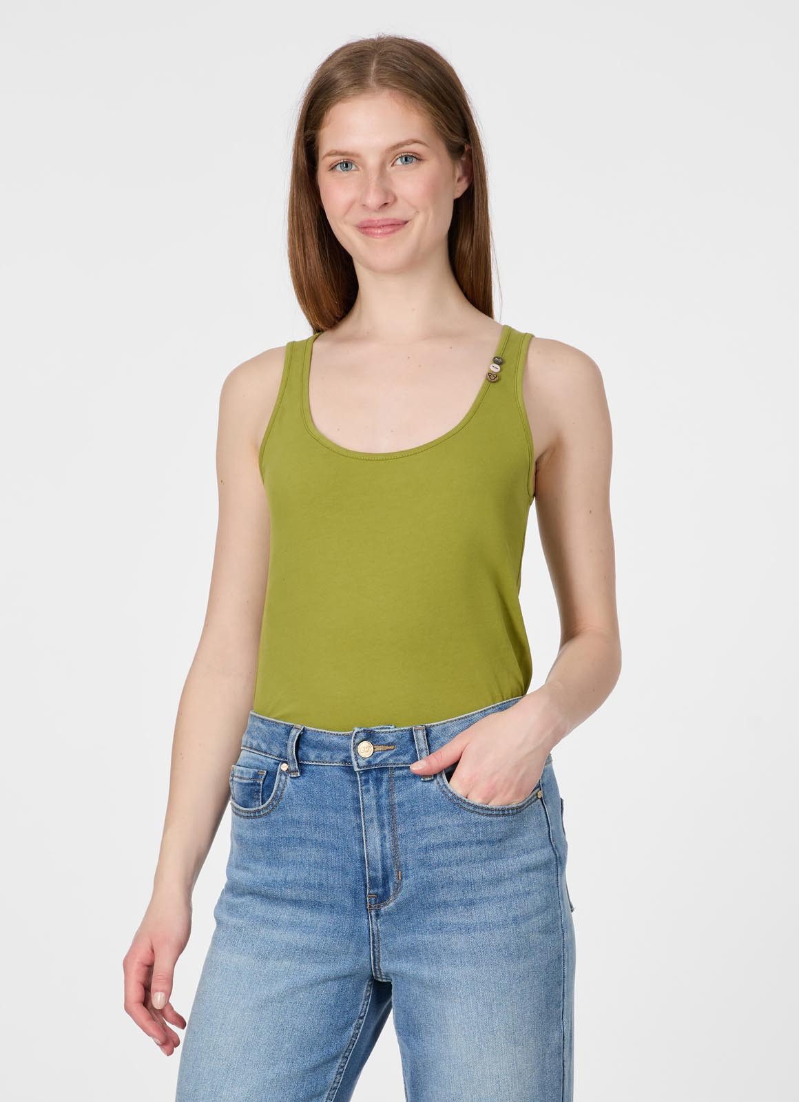 Ragwear Tanktop FLLOUKIA GOTS mit markentypischen 3-Knöpfen am Rundhals-Ausschnitt