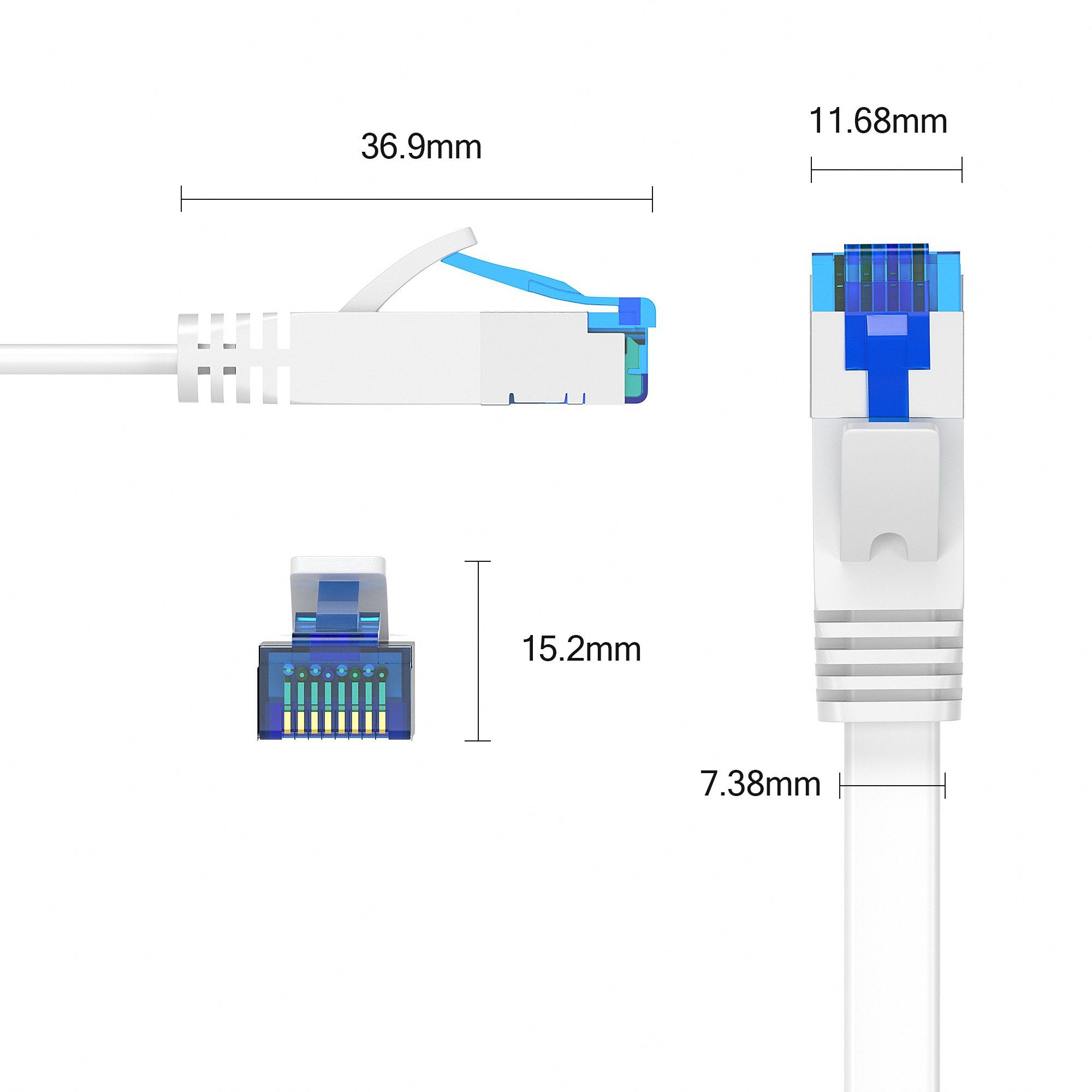 JAMEGA CAT 7 Flachkabel, RJ45 LAN Ethernet Patchkabel Netzwerk LAN-Kabel, CAT.7, RJ-45 Stecker (Ethernet) (25 cm)
