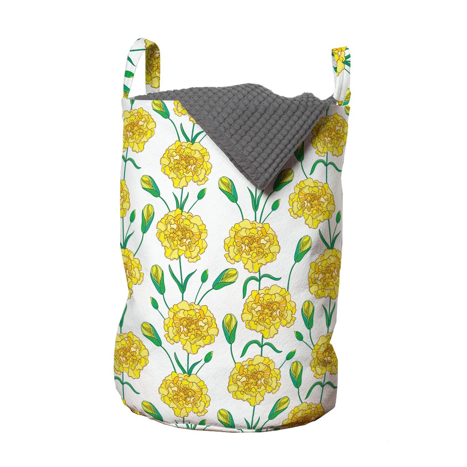 Abakuhaus Wäschesäckchen Wäschekorb mit Griffen Kordelzugverschluss für Waschsalons, Nelke Carnation Blumen und Knospen