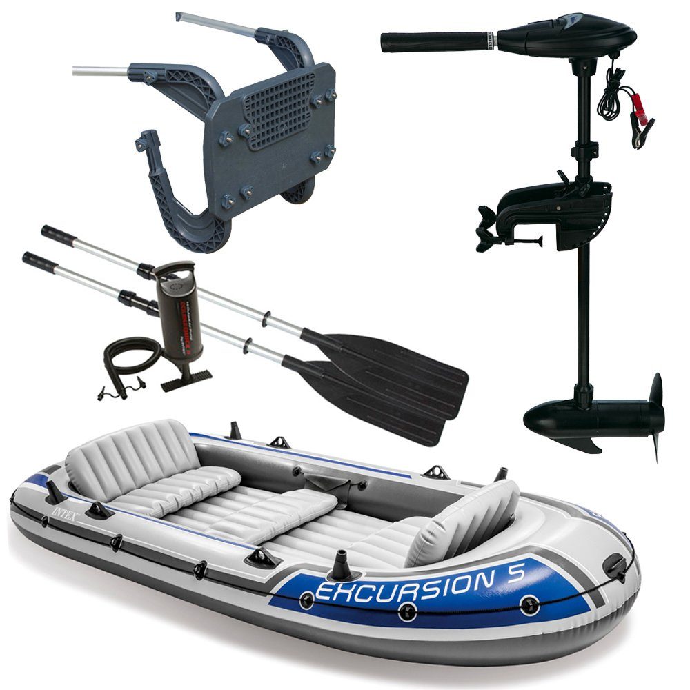 Intex Schlauchboot Boot Excursion 5 SET inkl. Alu-Paddel + Pumpe #68614, bis 600kg, 366x168x43cm
