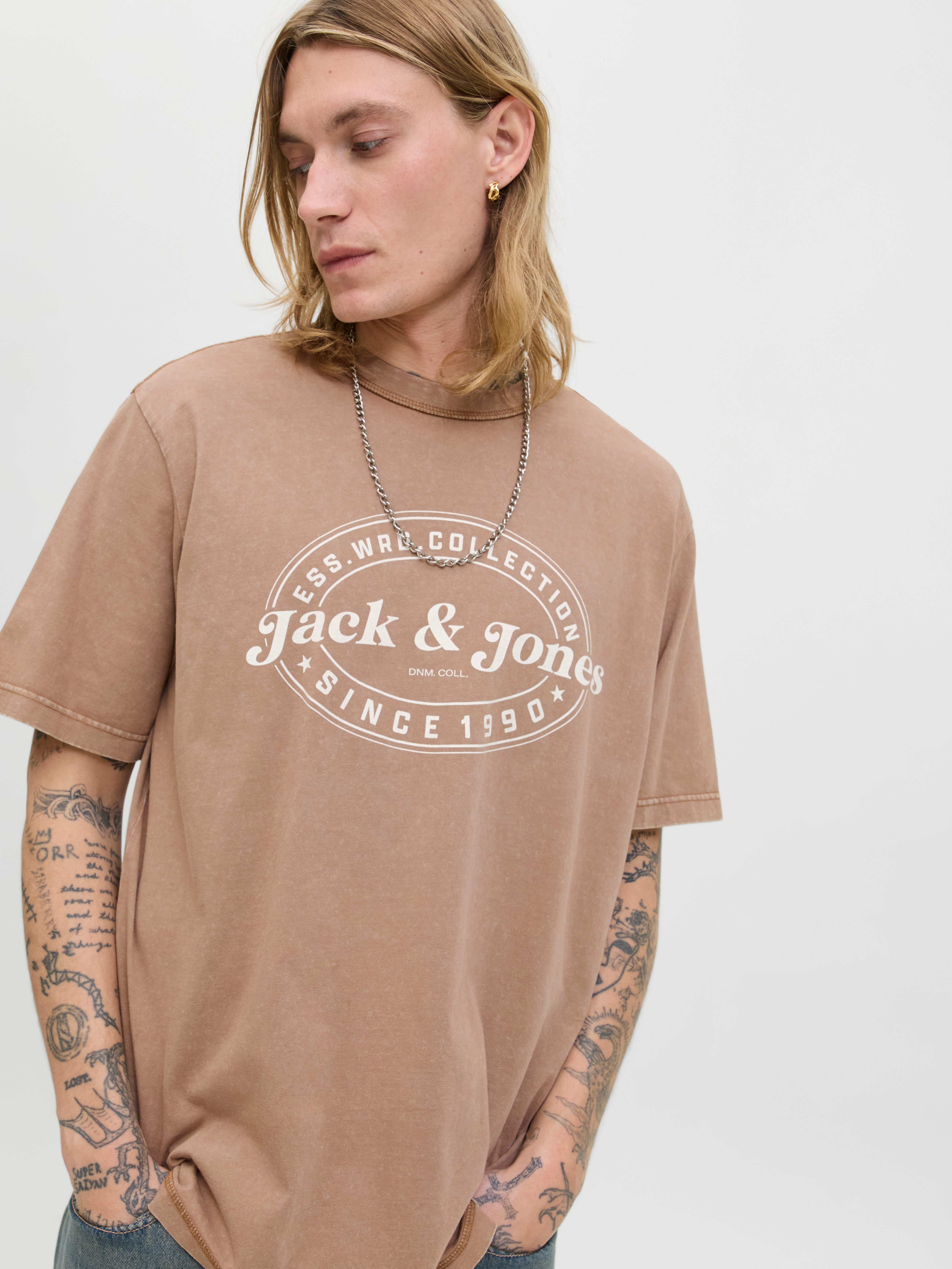 Jack & Jones Herren Rundhals T-Shirt JJEDOVER PRINT TEE SS CREW NECK - Rela günstig online kaufen
