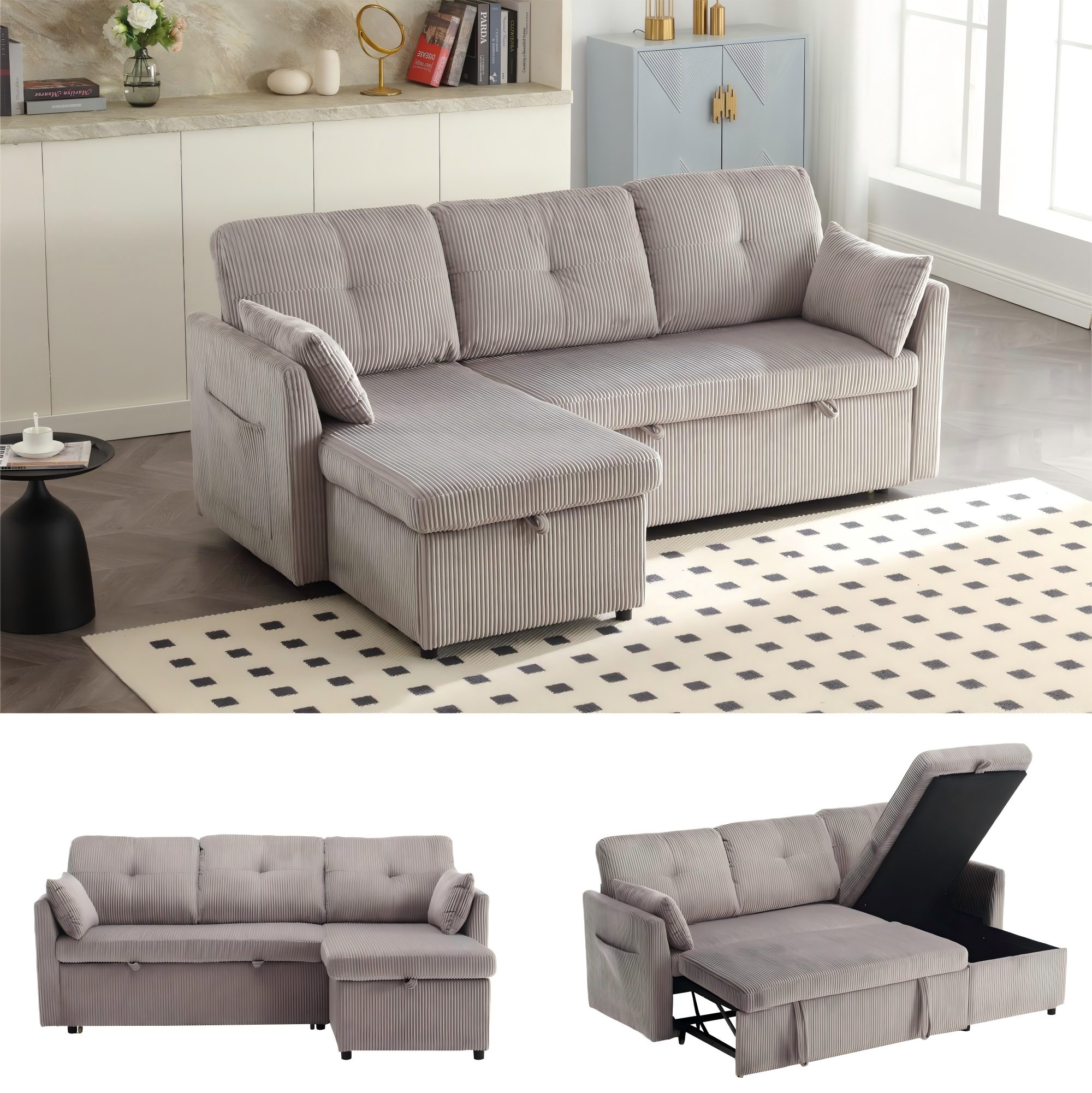 LVHOM Loungesofa Modulares Ecksofa mit Schlaffunktion, günstig online kaufen