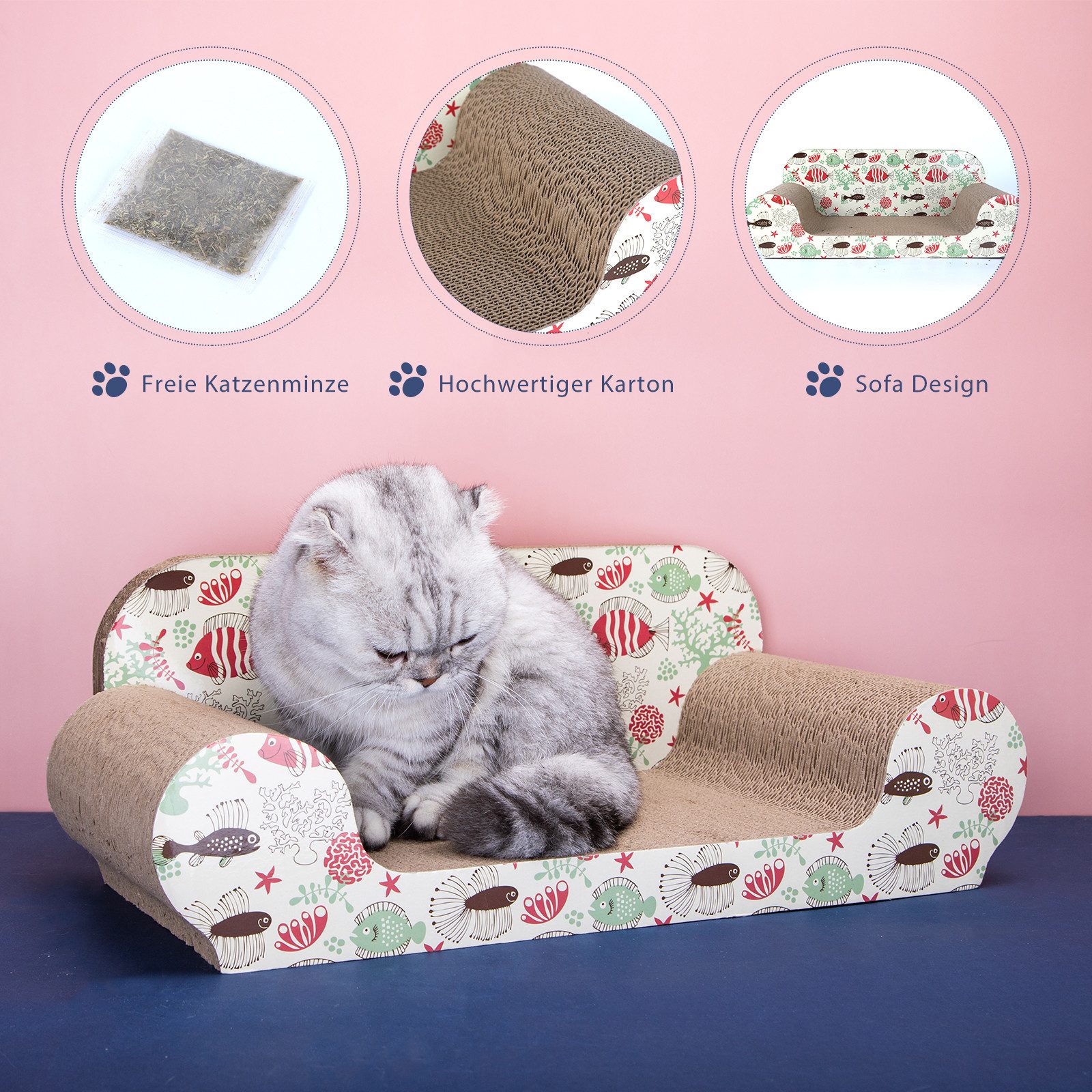 nobleza Kratzpappe Katzenkratzbrett mit Katzenminze Kratzbrett für Katzen