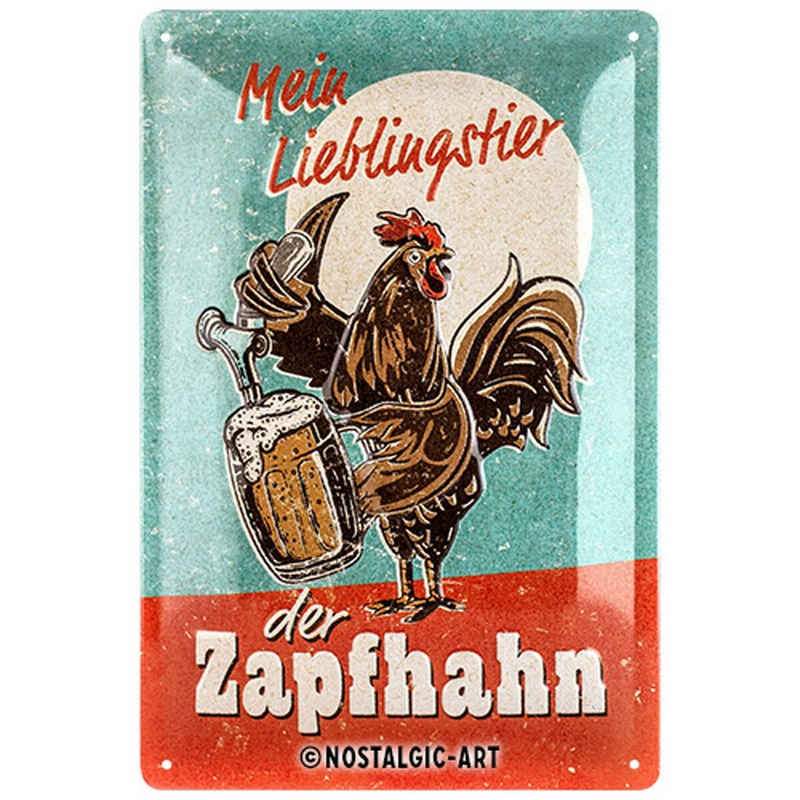 Nostalgic-Art Metallschild, Lieblingstier Zapfhahn, 20x30cm