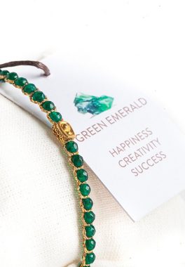 SAMAPURA Armband Grünes Smaragd Achat Armband, Gold Faden