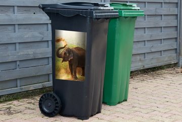 MuchoWow Wandsticker Elefant - Tiere - Wald - Bäume (1 St), Mülleimer-aufkleber, Mülltonne, Sticker, Container, Abfalbehälter