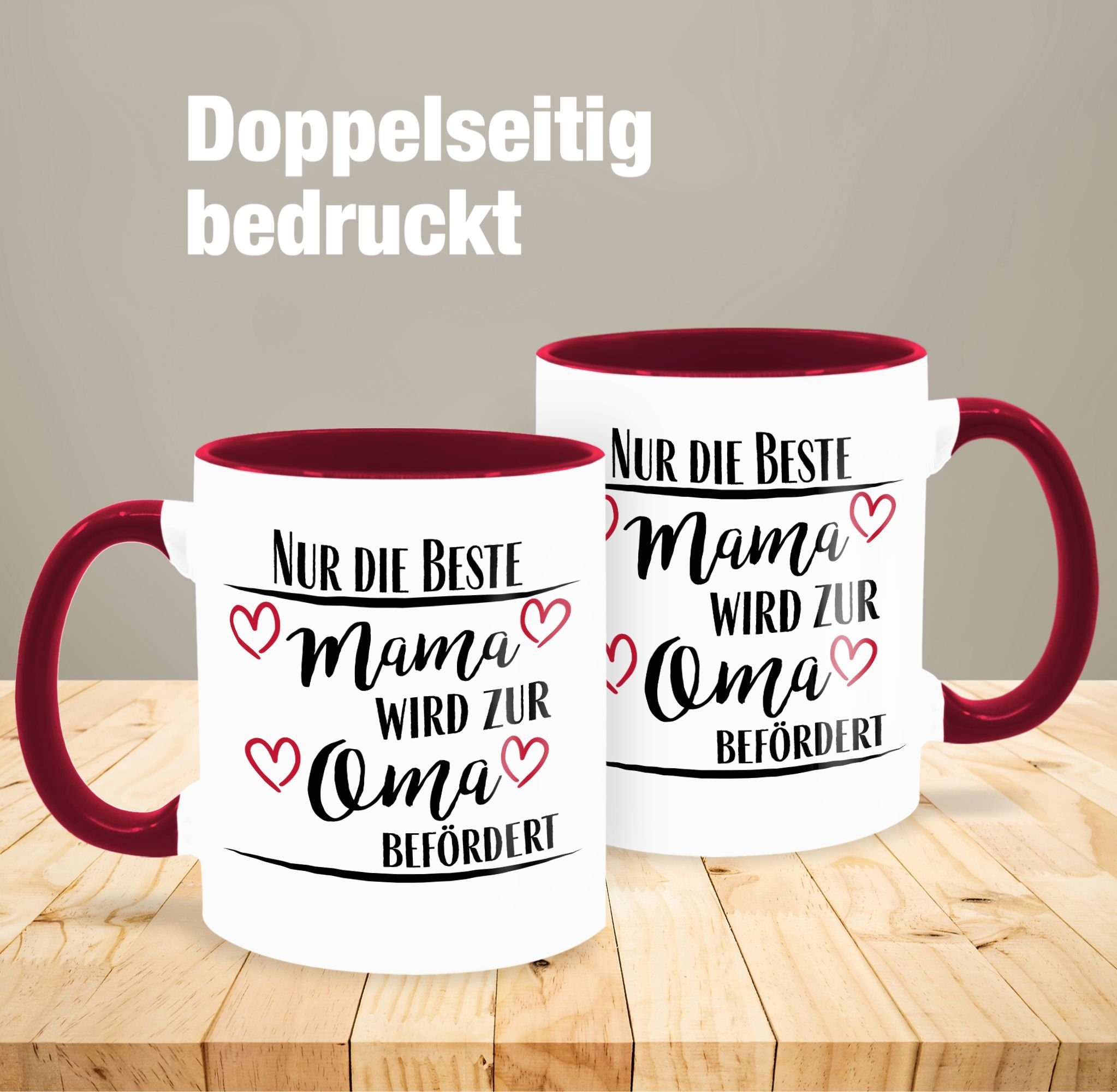 Keramik, Mama Großmutter verkünden Shirtracer 1 wird Tasse Beste Oma zur Oma - Schwangerschaft Omi, befördert Bordeauxrot