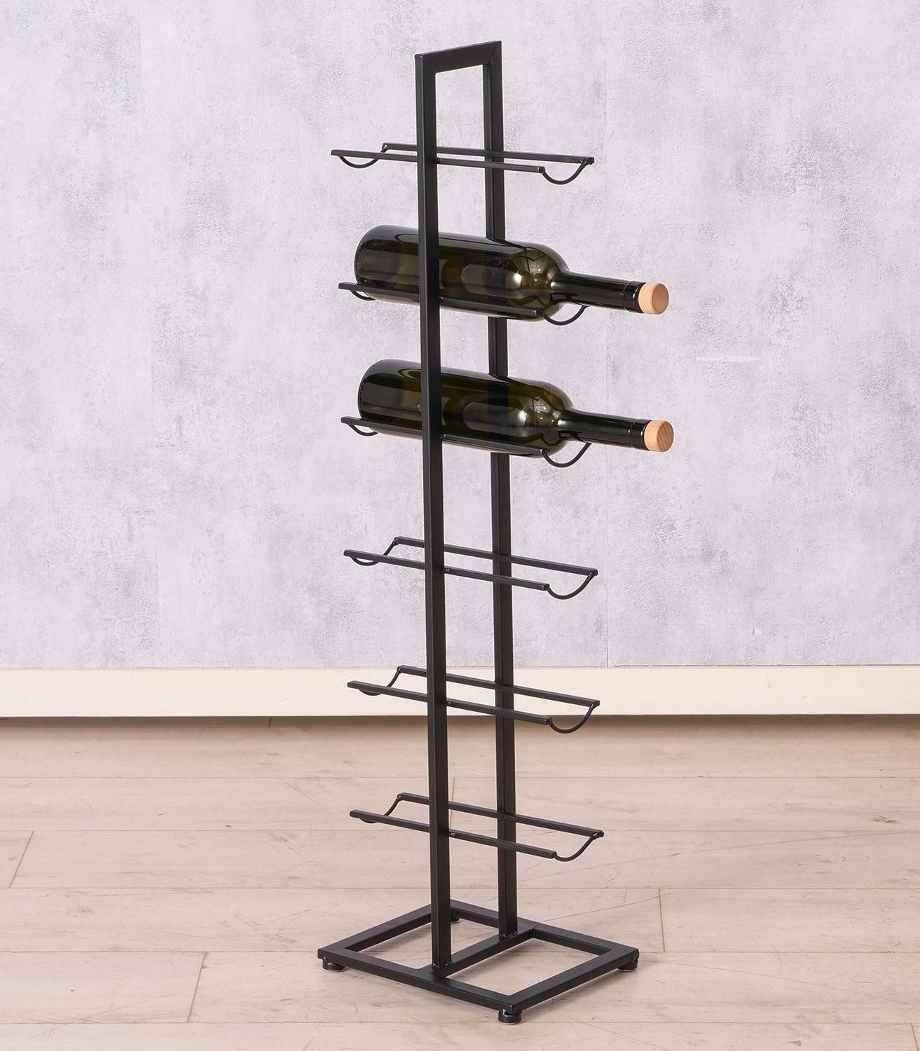 BOLTZE GRUPPE GmbH Weinregal VINUM, Schwarz, B 25 x H 91 x T 20 cm, 1-tlg., pulverbeschichtetes Metall, Platz für 6 Flaschen