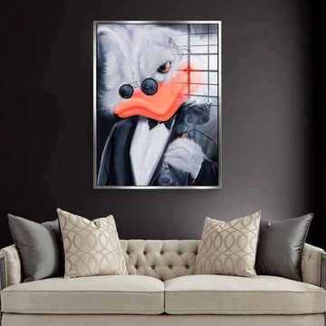 DOTCOMCANVAS® Acrylglasbild Cigarette Duck - Acrylglas, Acrylglasbild Duck Pop Art Comic Porträt Cigarette Duck weiß schwarz