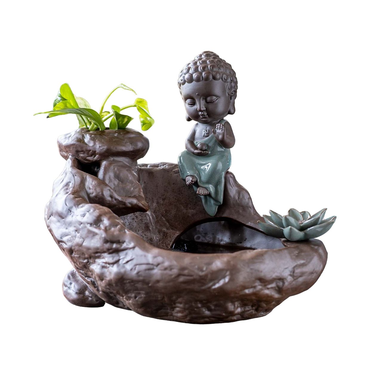 Zimmerbrunnen IDYL Zimmerbrunnen aus Keramik mit Buddha-Figur