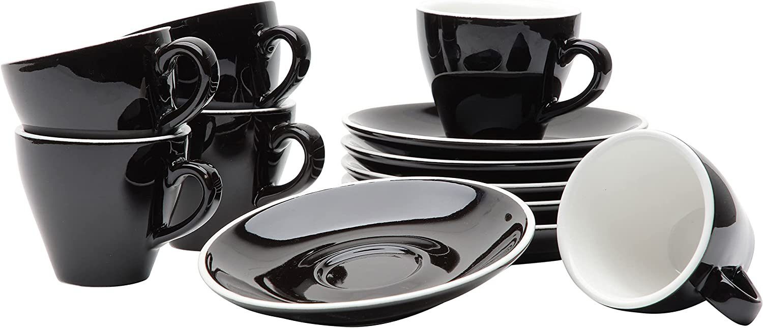 Espressotasse 12-teiliges Espresso-Tassen Set - Schwarz, 90 ml, Serie Italia Black